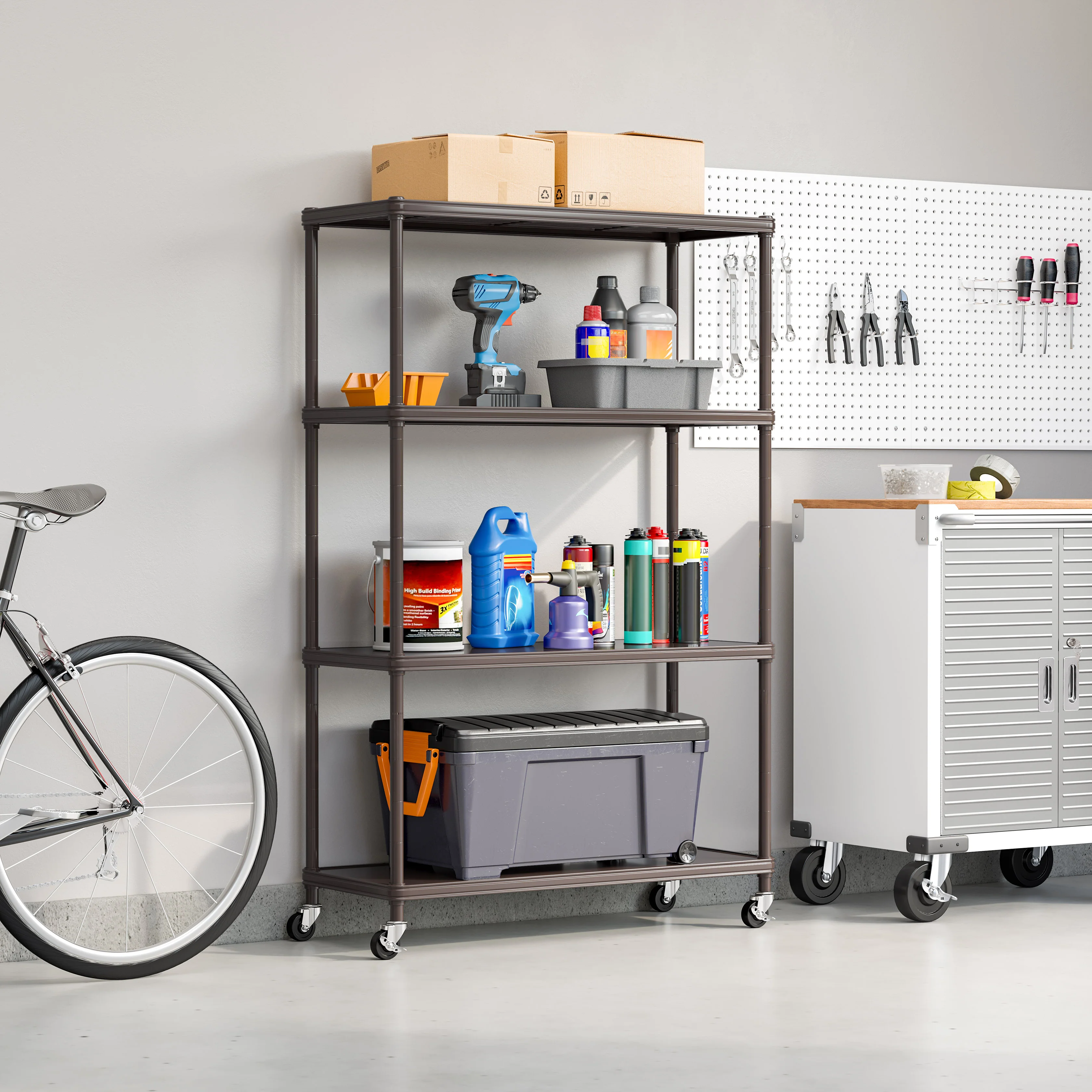 HOME 4-Tier Steel Shelving with Shelf Liners - Image 44
