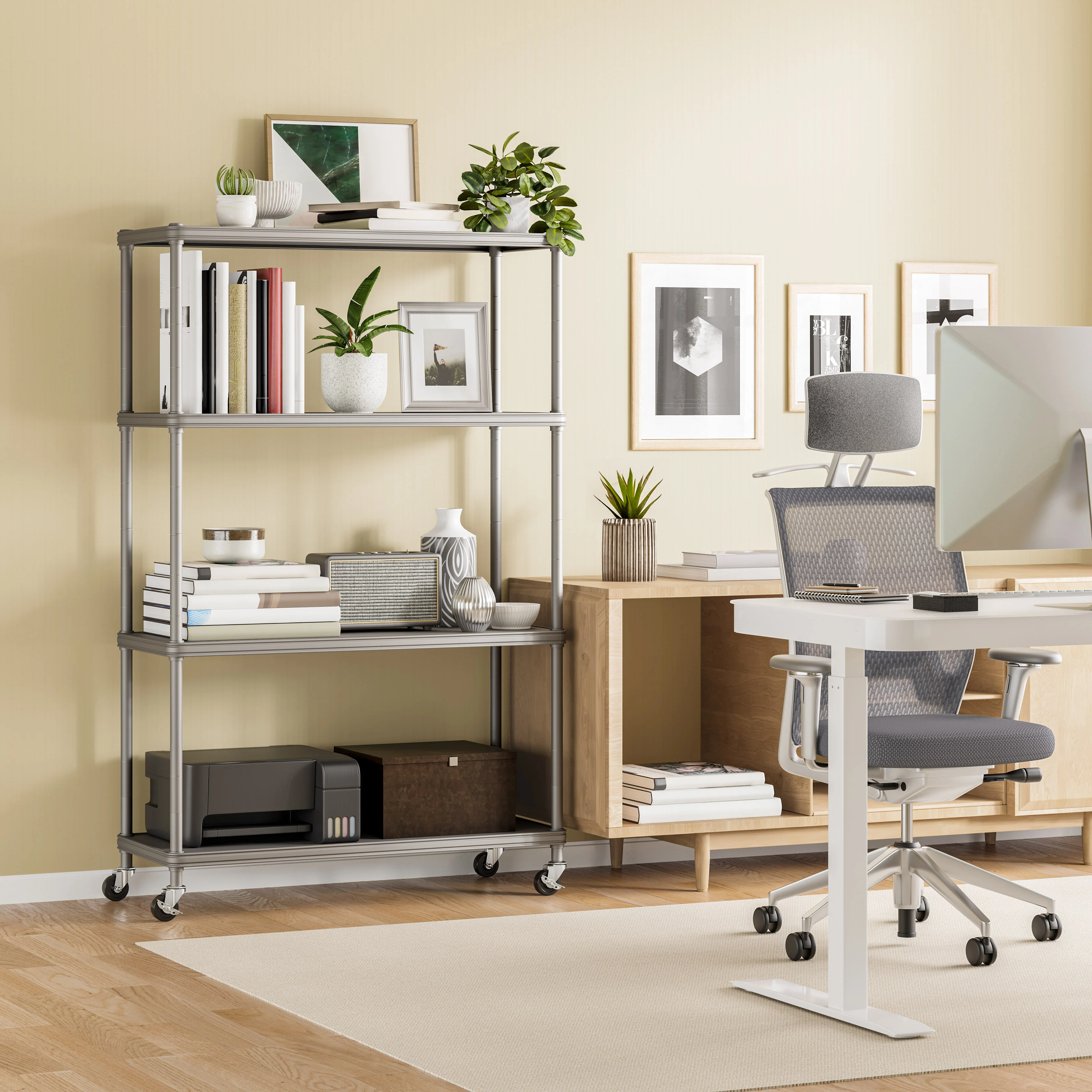 HOME 4-Tier Steel Shelving with Shelf Liners - Image 5
