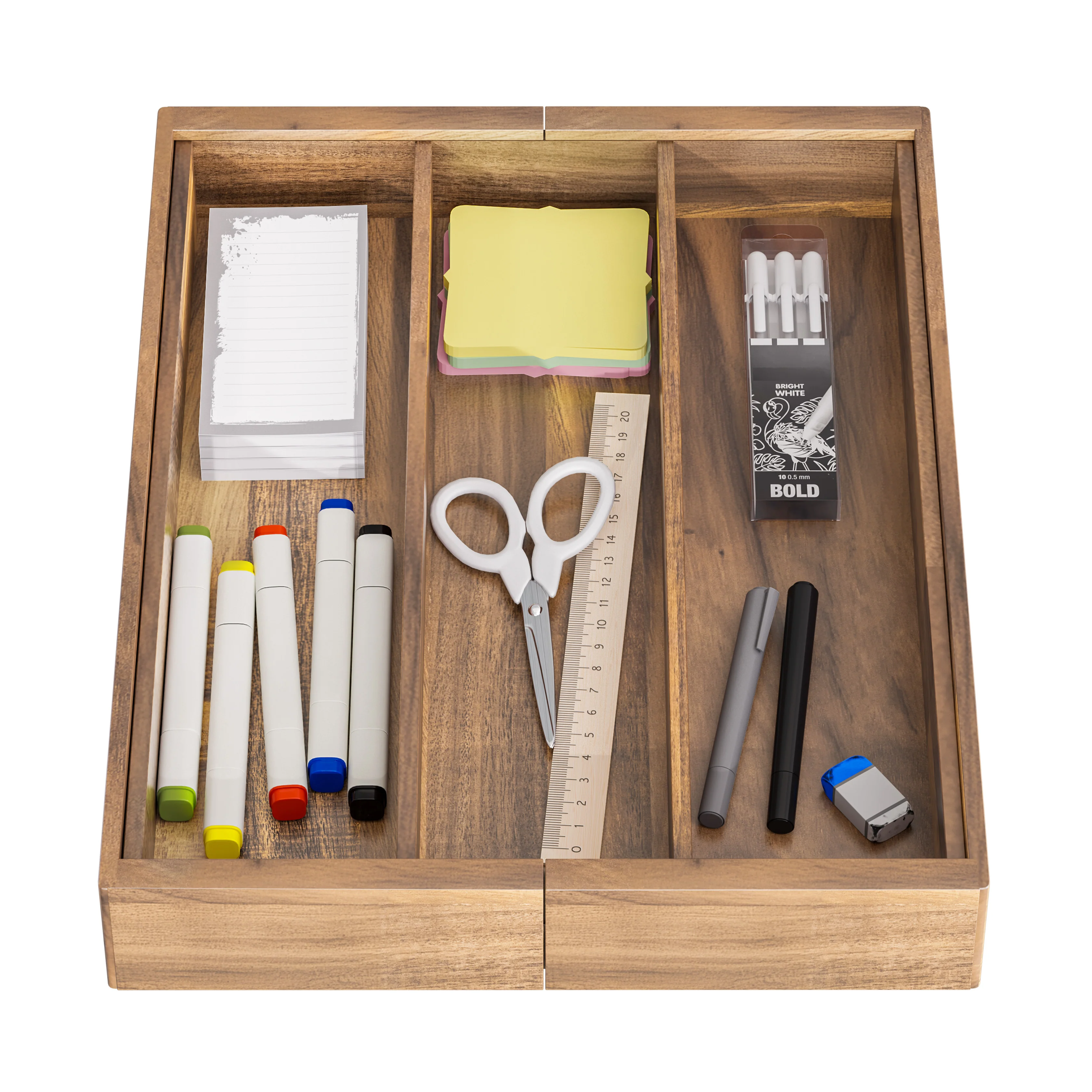 5-Compartment Expandable Acacia Utensil Organizer - Image 10