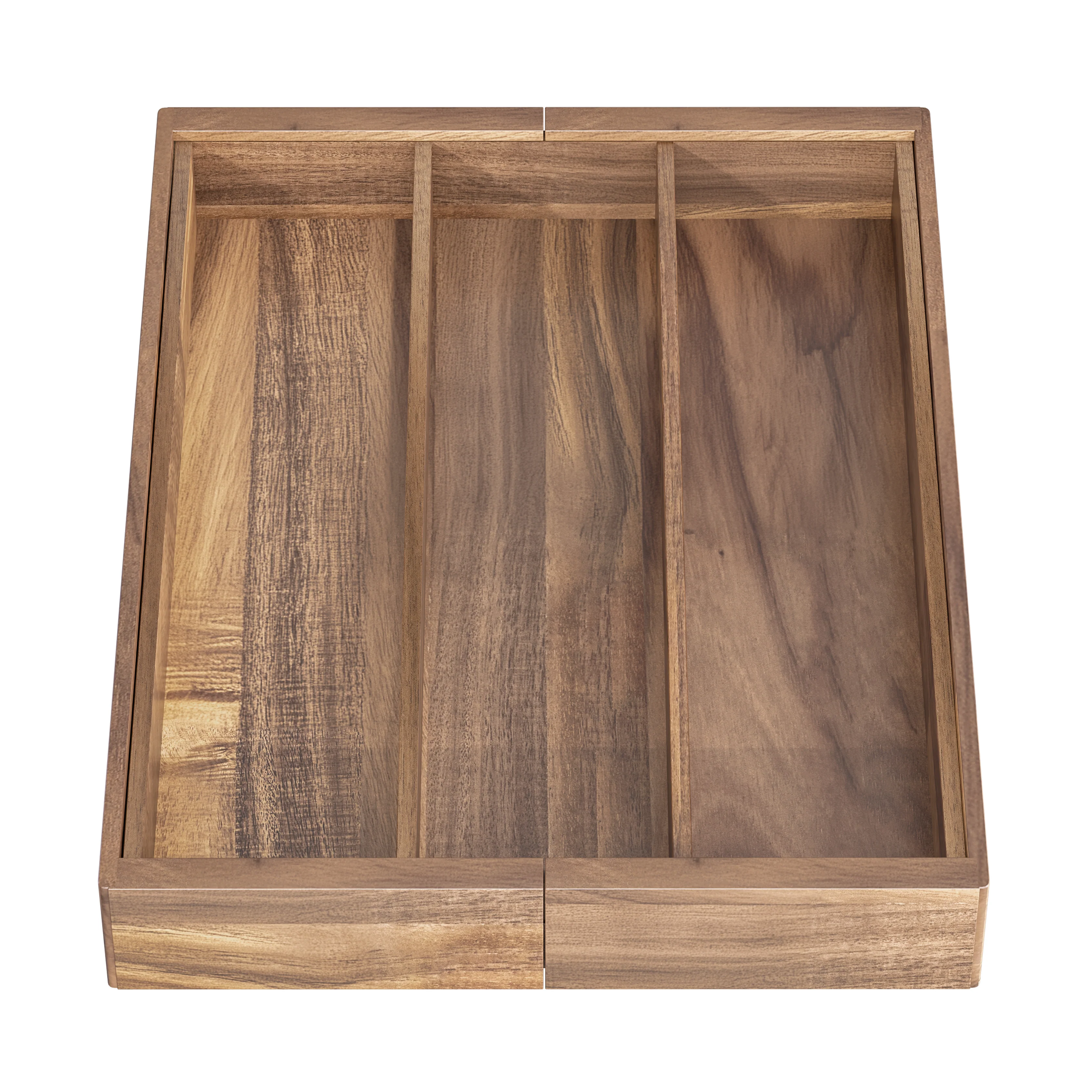 5-Compartment Expandable Acacia Utensil Organizer - Image 4
