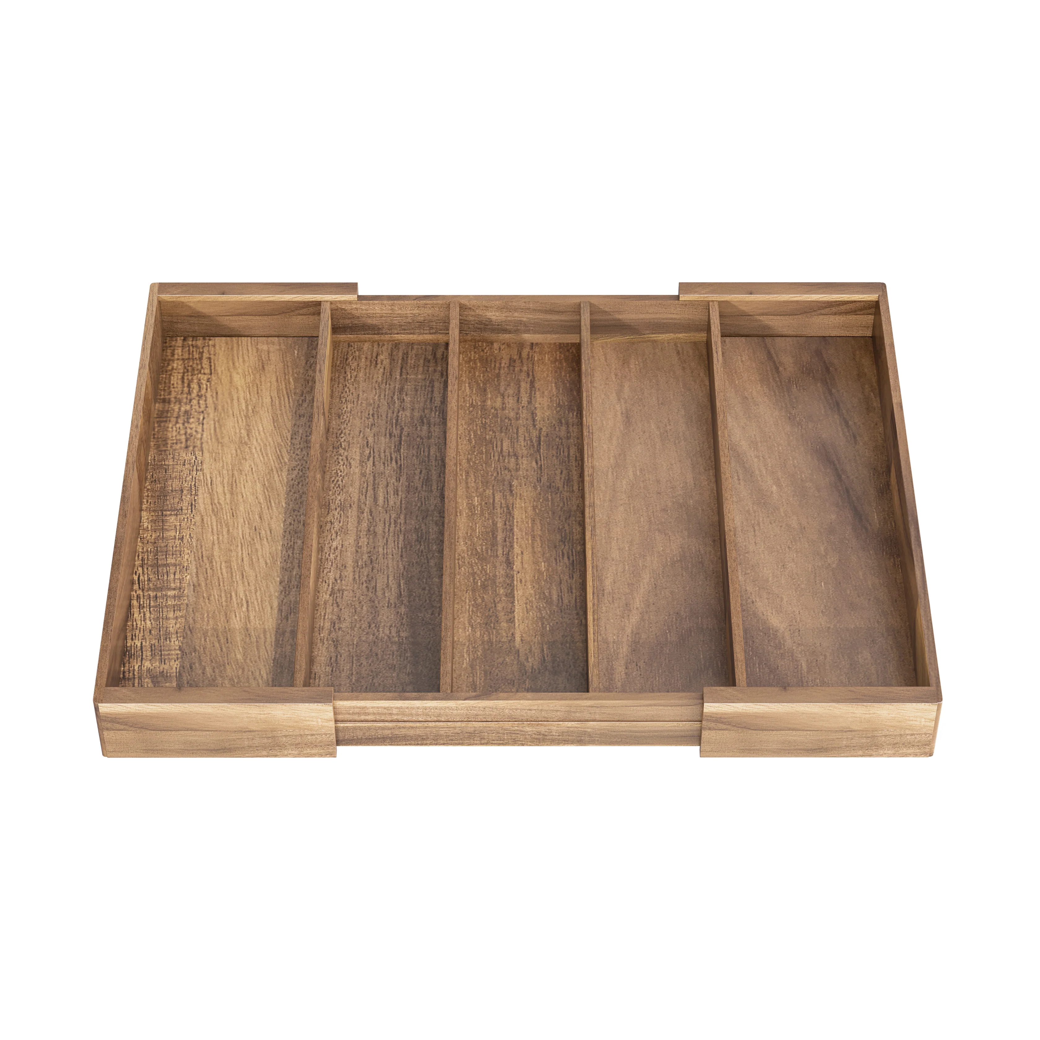 5-Compartment Expandable Acacia Utensil Organizer - Image 5