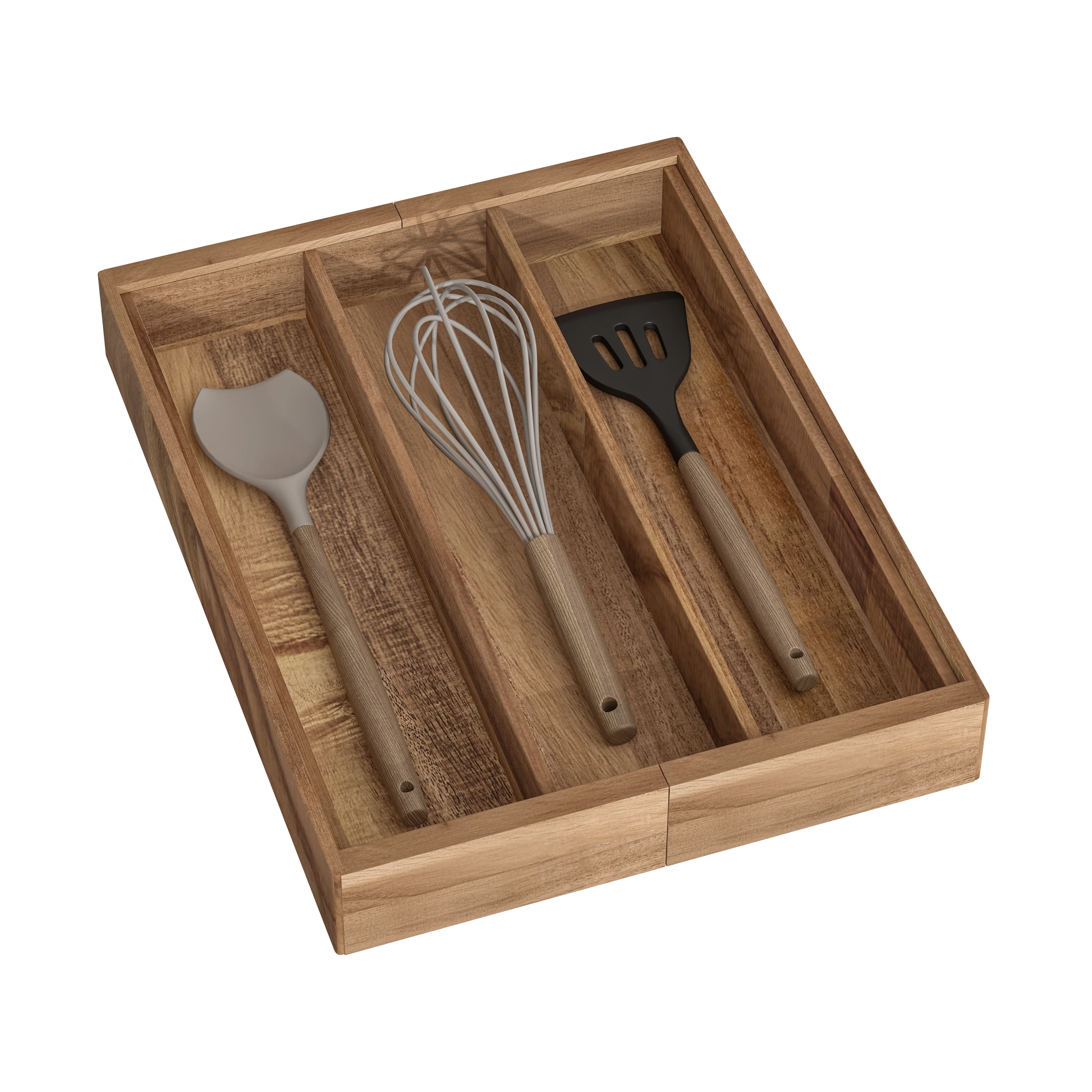5-Compartment Expandable Acacia Utensil Organizer - Image 6