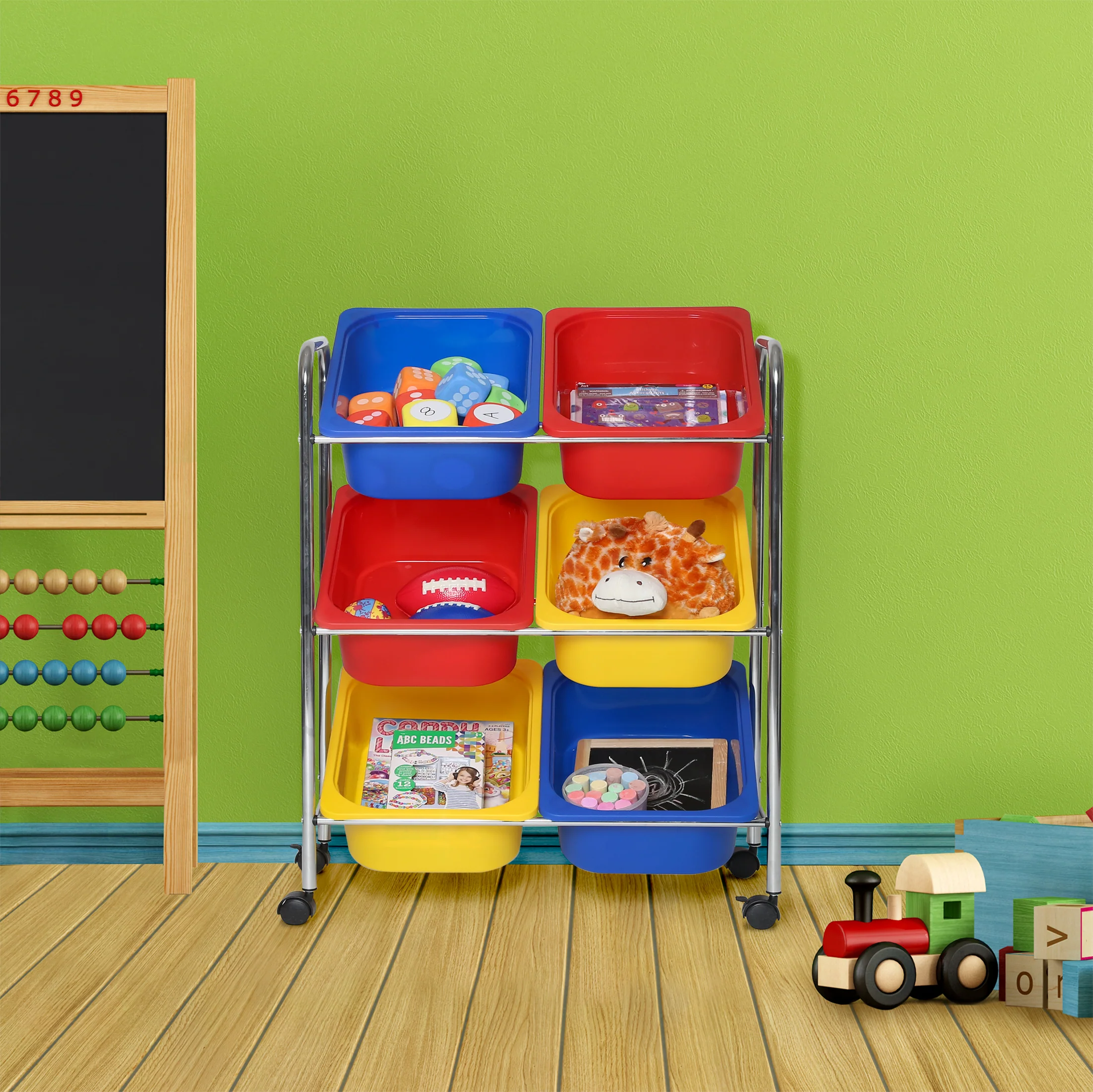 6-Bin Organizer Cart, Multi-Color - Image 3