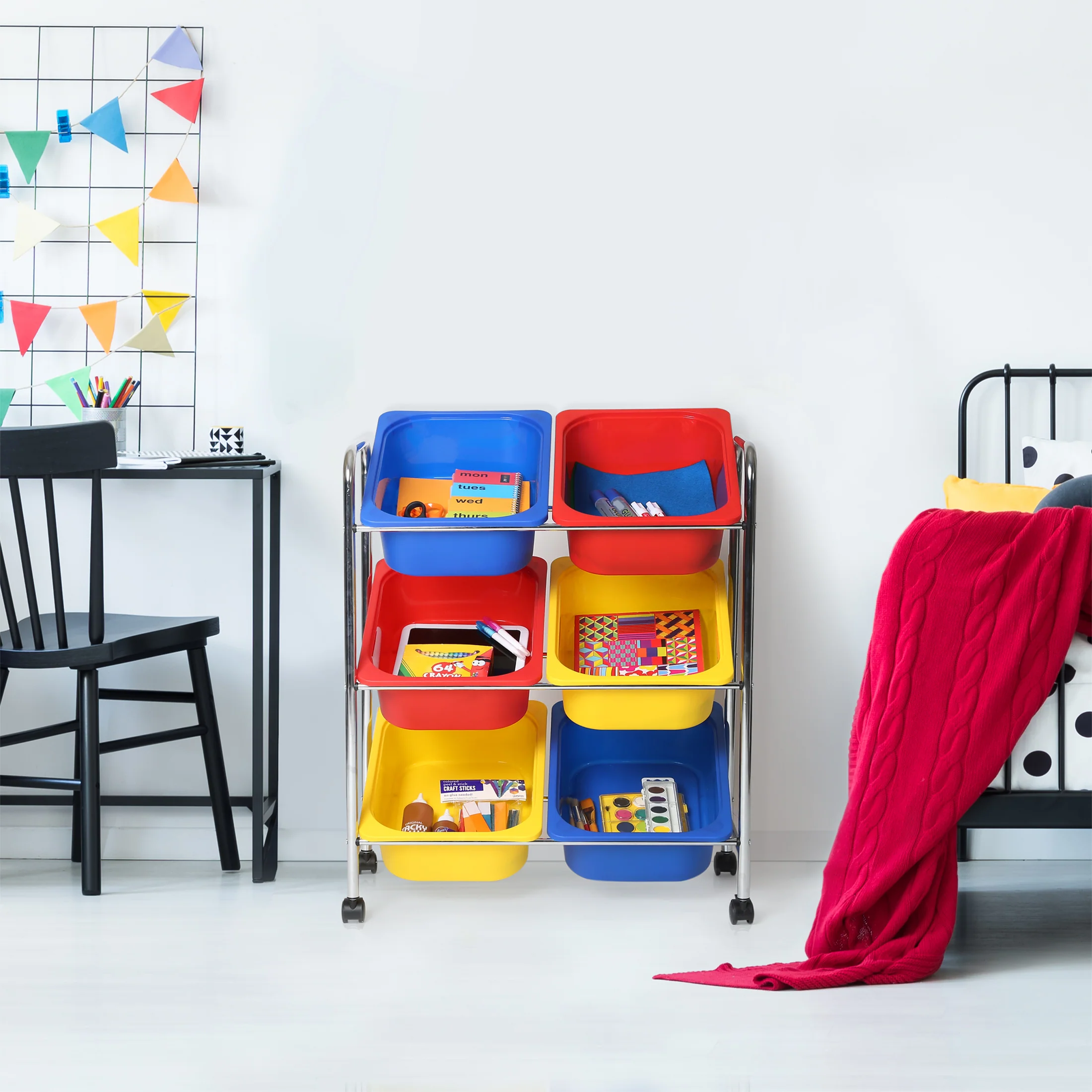 6-Bin Organizer Cart, Multi-Color - Image 4