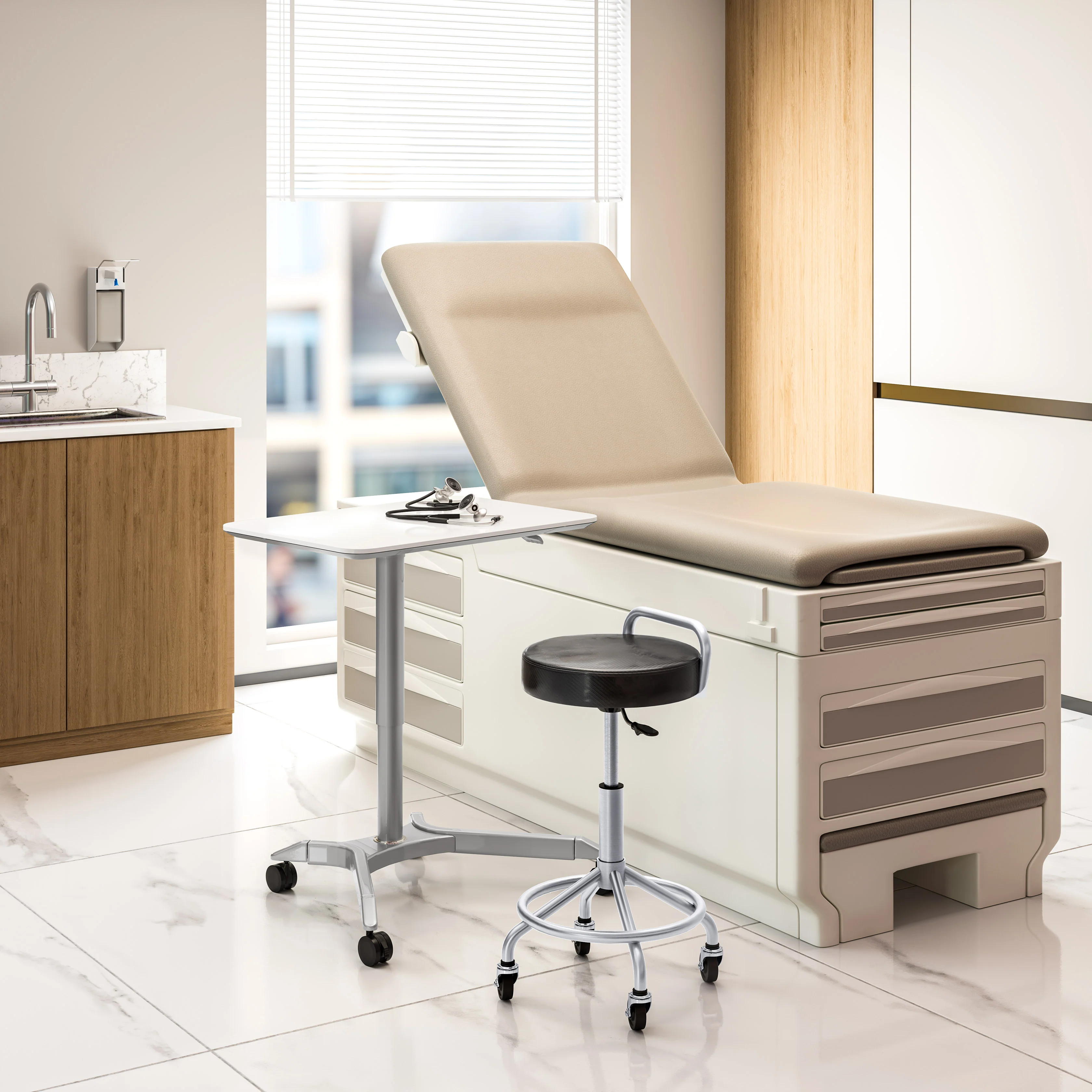 airLIFT® Premium Pneumatic Sit-Stand Mobile Desk Cart, White - Image 6