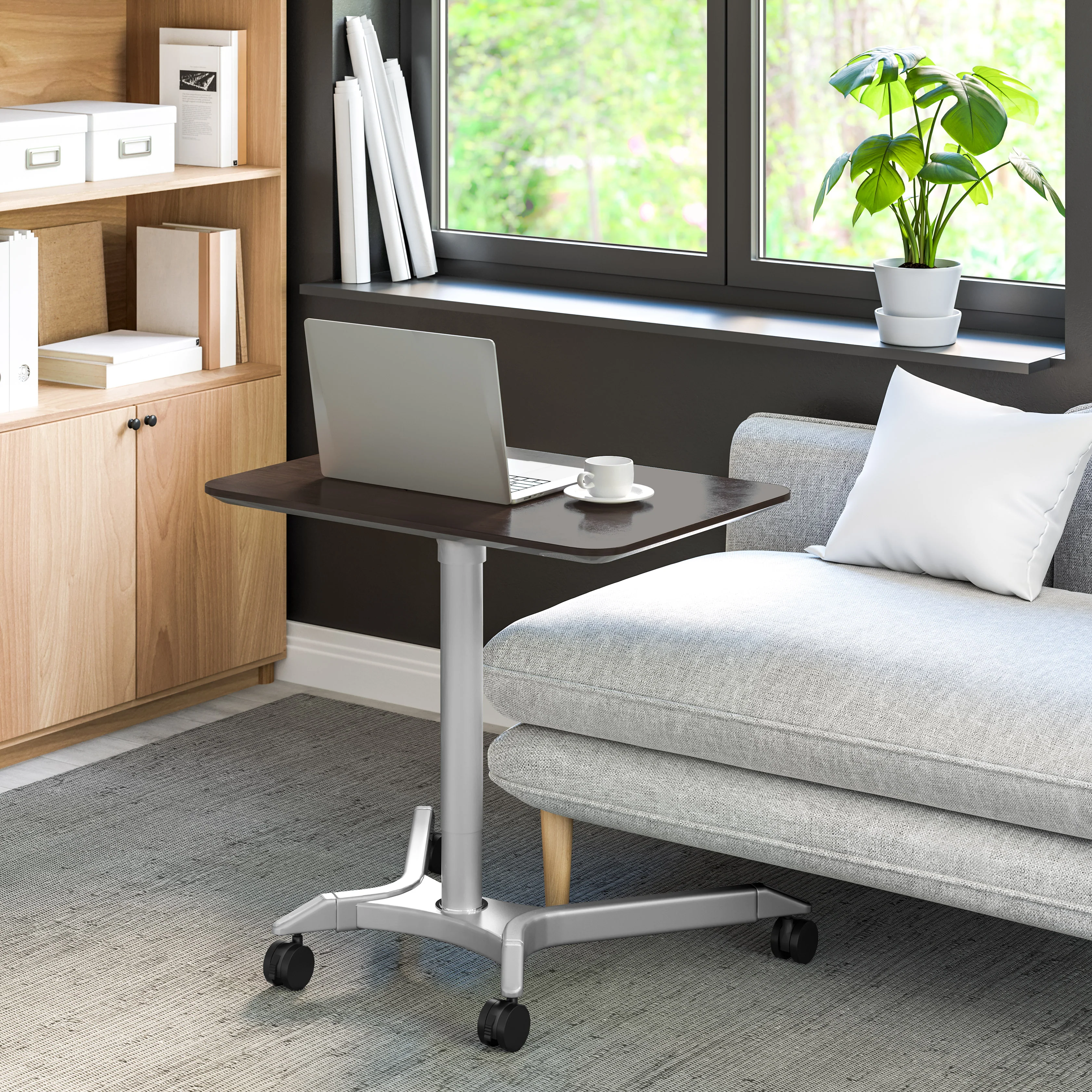 airLIFT® Premium Pneumatic Sit-Stand Mobile Desk Cart, Espresso - Image 6