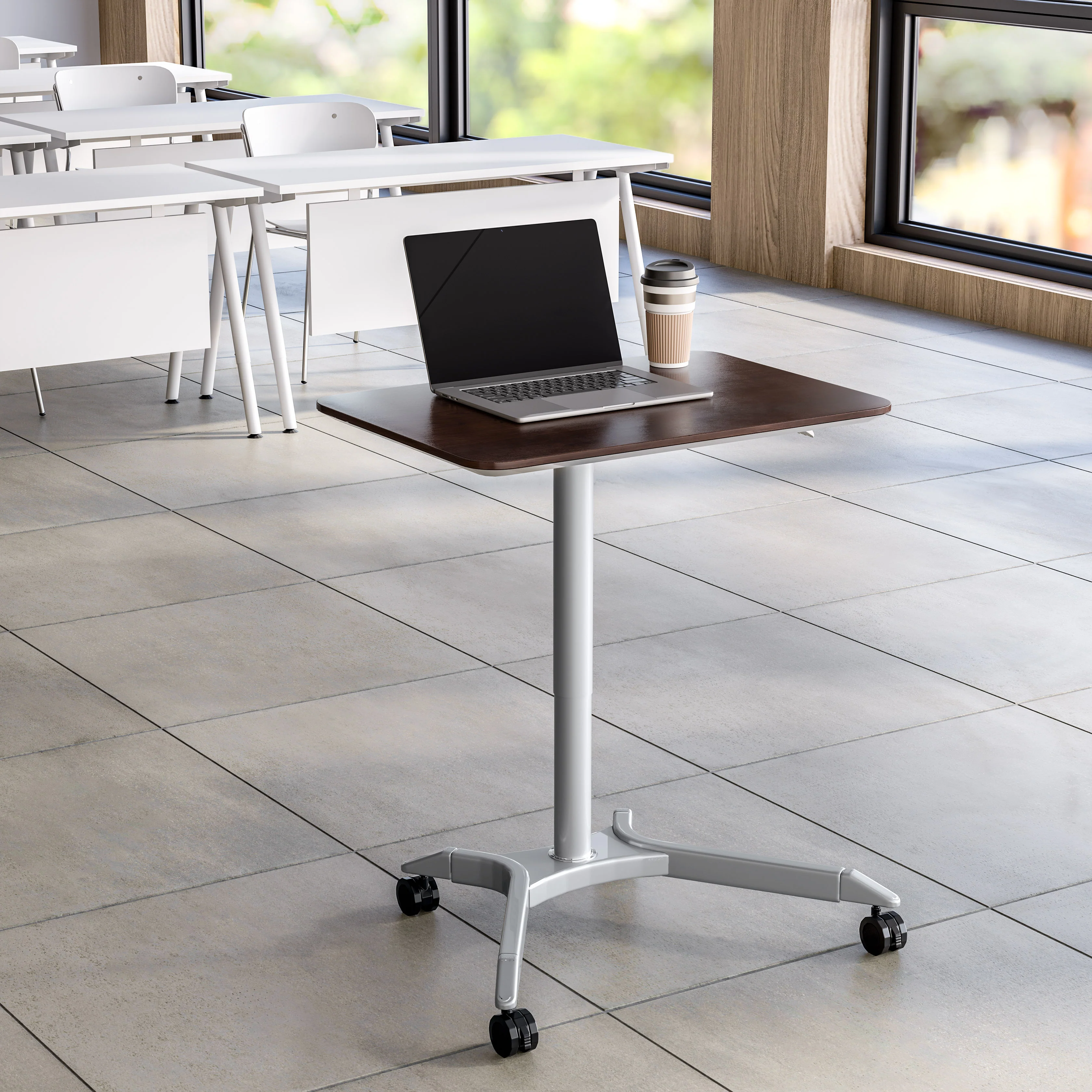 airLIFT® Premium Pneumatic Sit-Stand Mobile Desk Cart, Espresso - Image 3