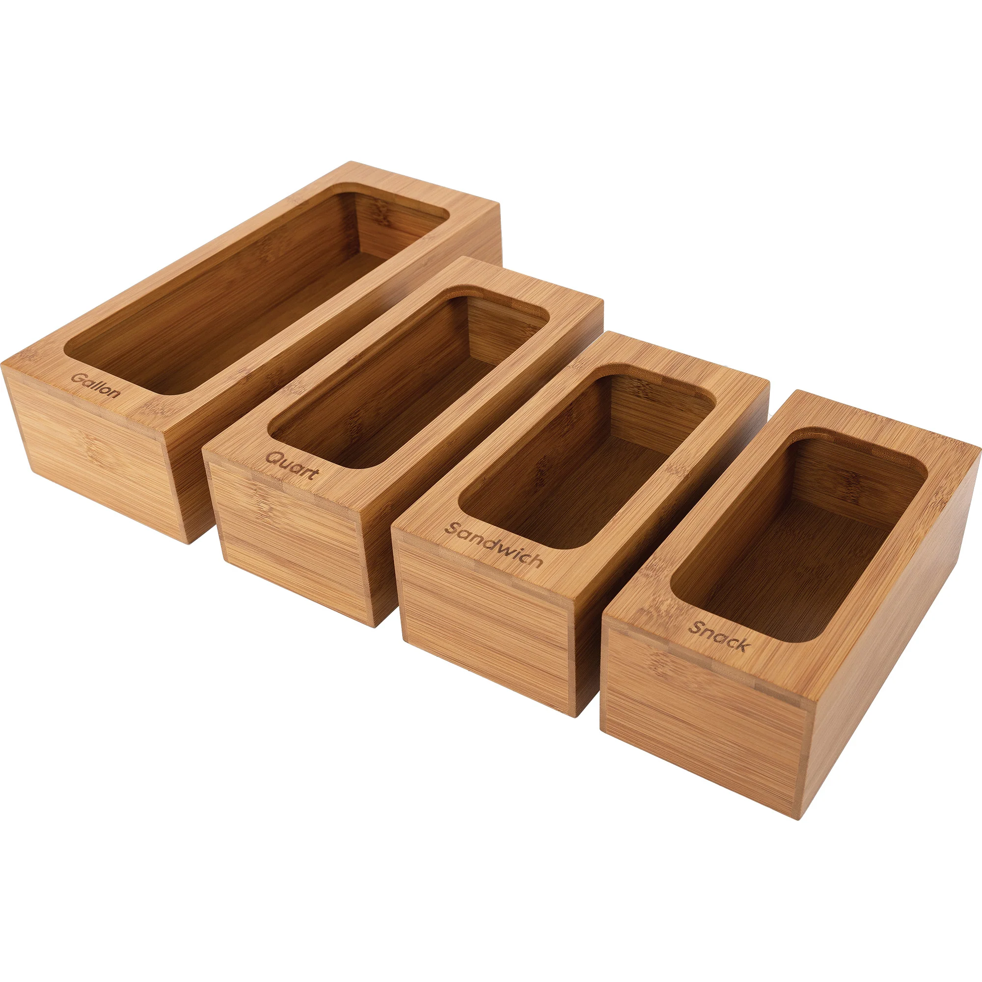 Bamboo Food Storage Bag Holder (Set of 4) - Image 6