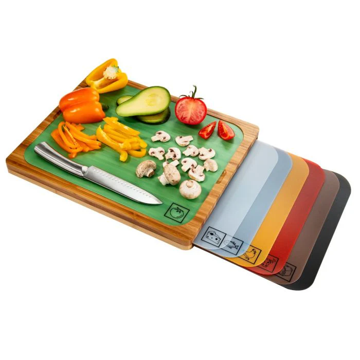 Bamboo Cutting Board w/ 7 Color-Coded Cutting Mats - Image 14