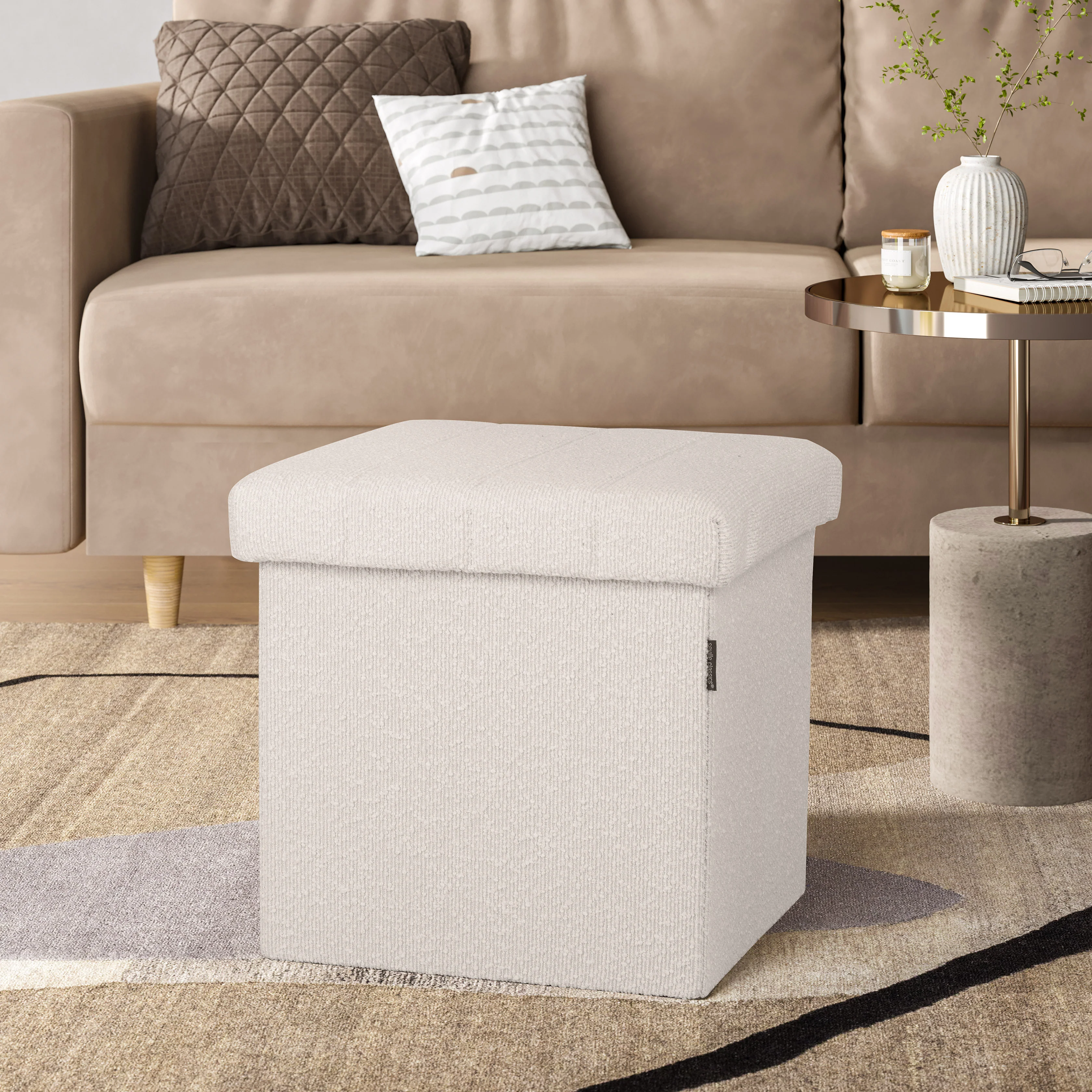 Channel Tufted Storage Ottoman - Image 3