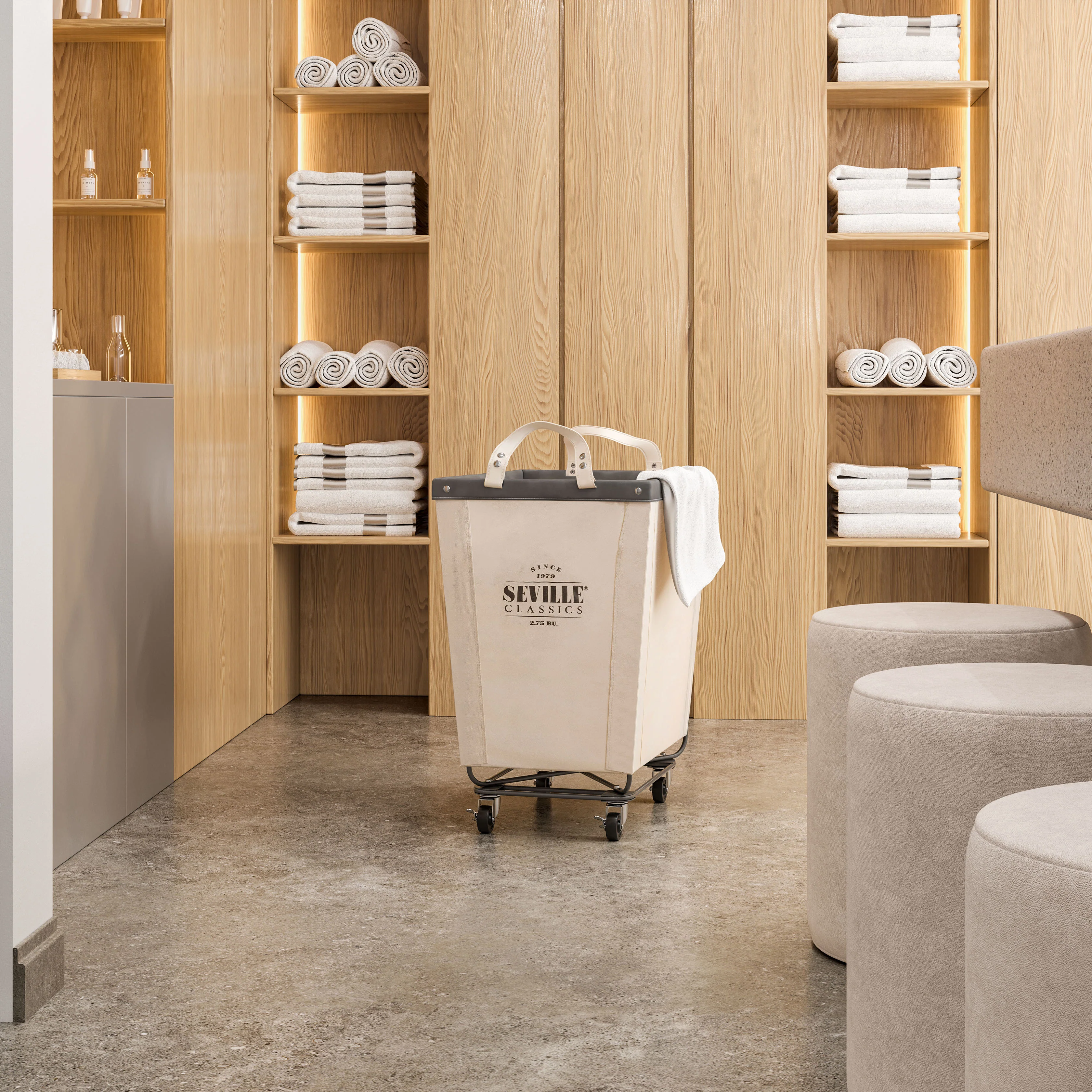 Heavy-Duty Rolling Laundry Hamper, Natural White - Image 12