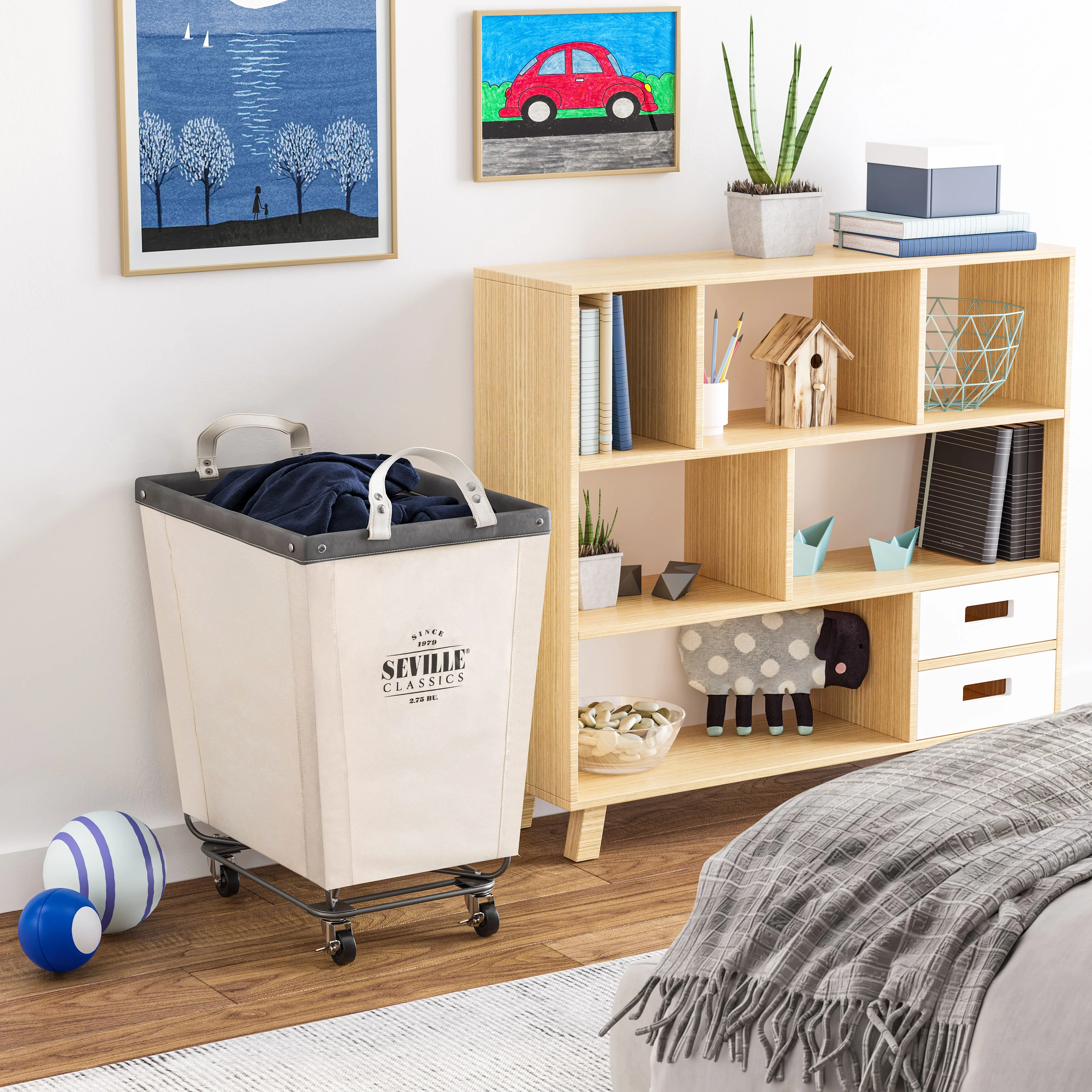 Heavy-Duty Rolling Laundry Hamper, Natural White - Image 13