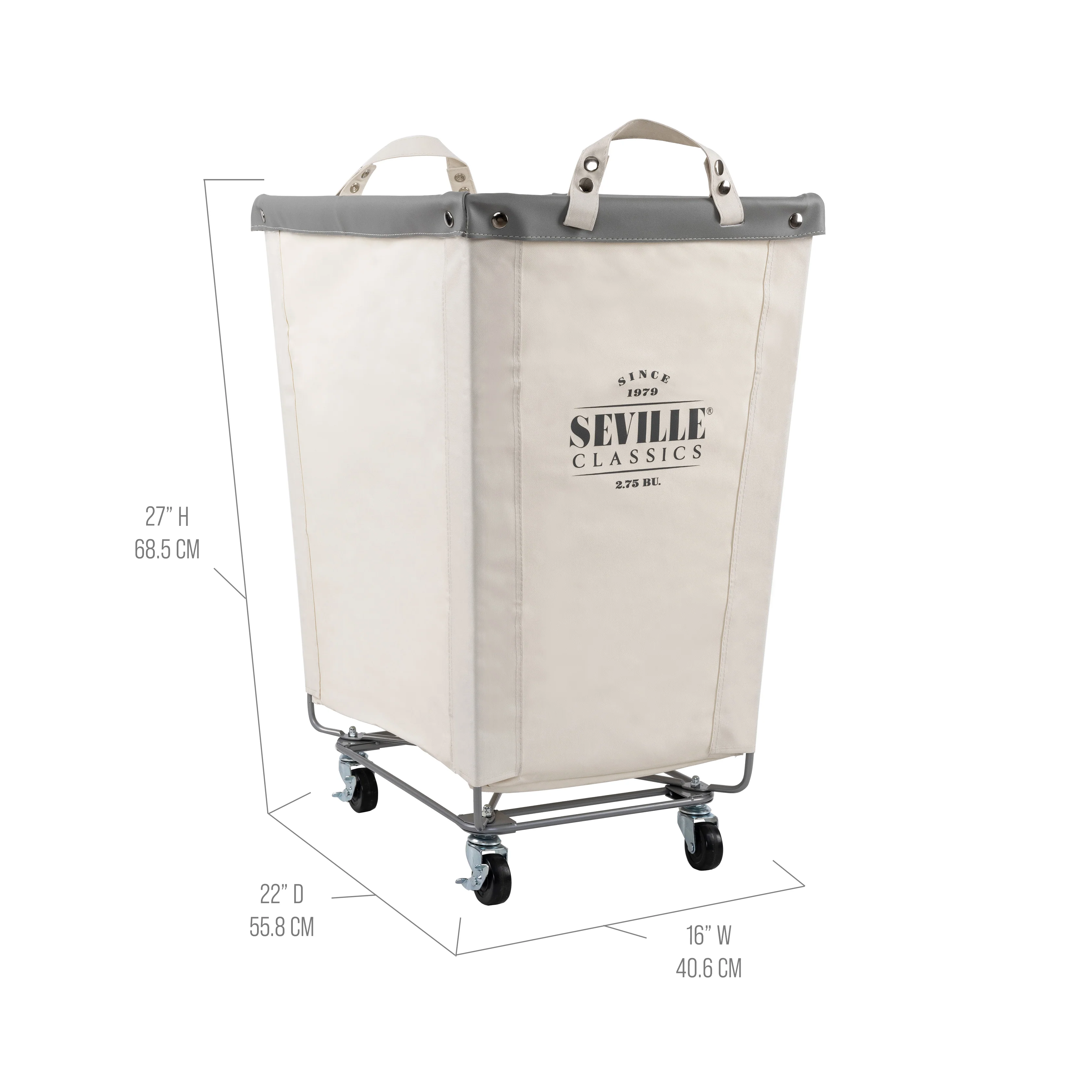 Heavy-Duty Rolling Laundry Hamper, Natural White - Image 3