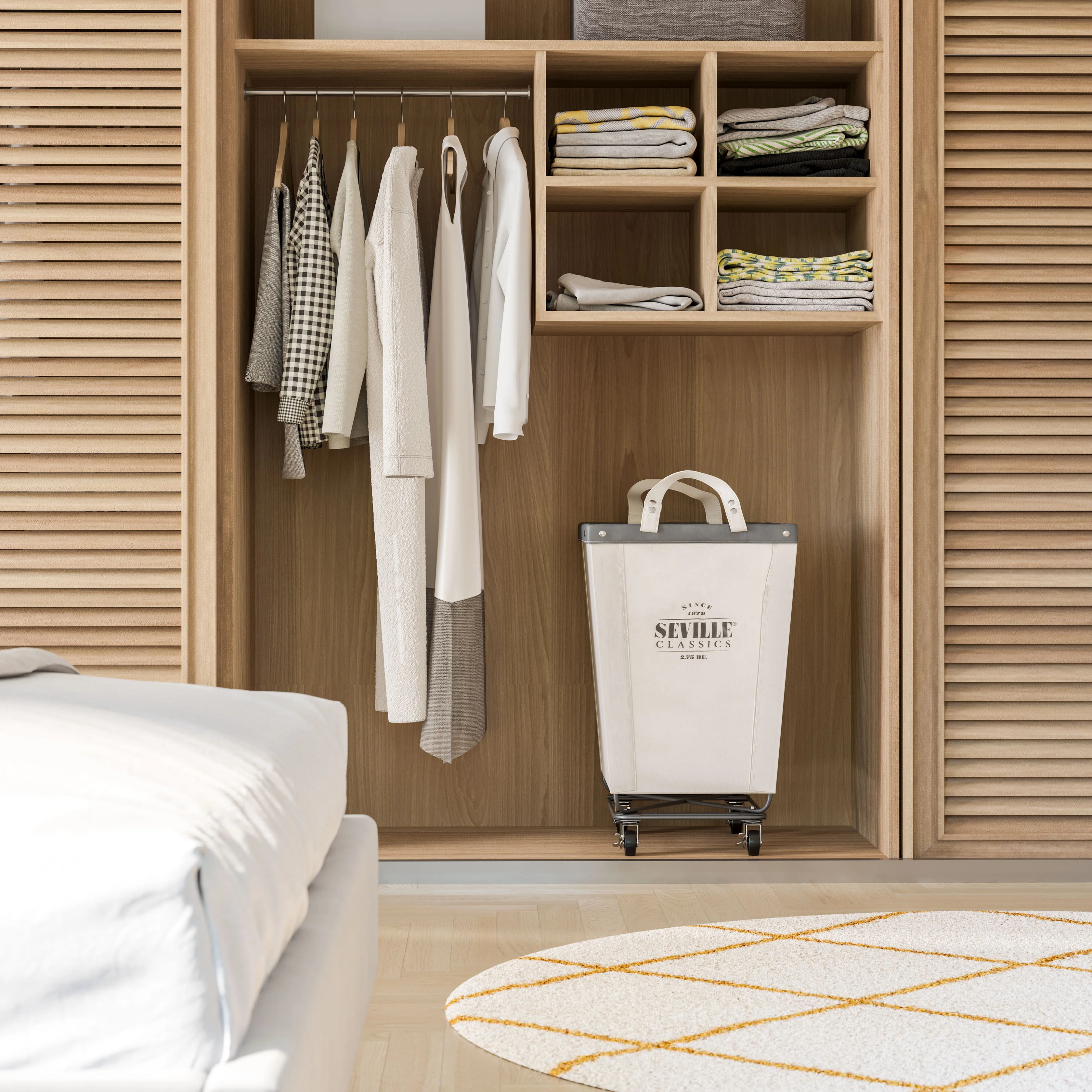 Heavy-Duty Rolling Laundry Hamper, Natural White - Image 6