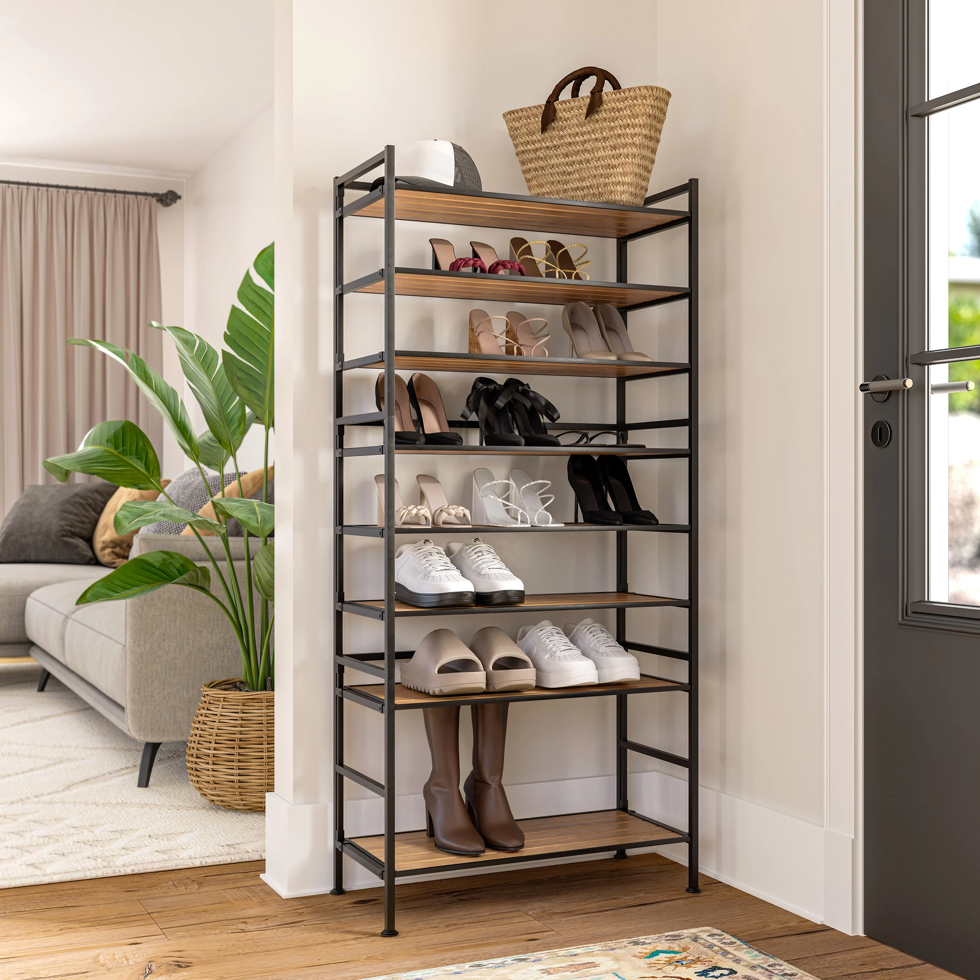 HOME 3-Tier Resin Slatted Shoe Rack - Image 36