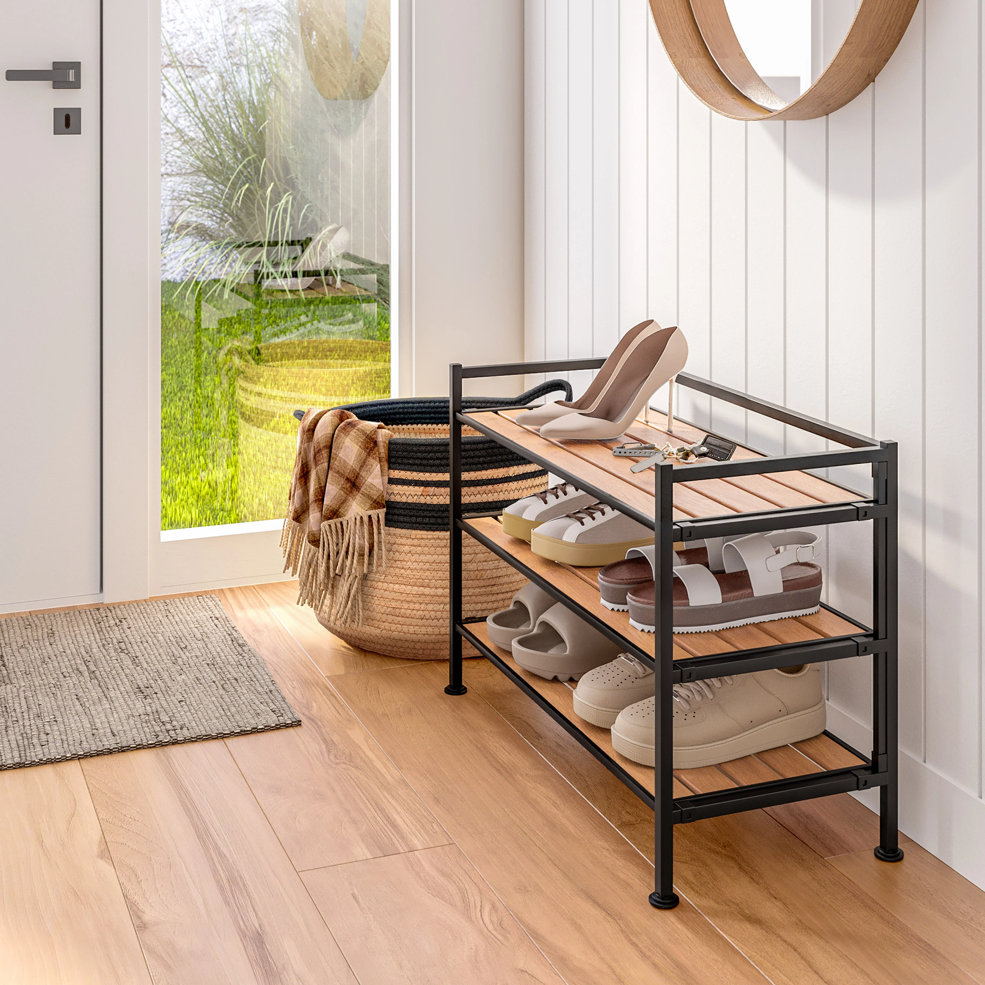 HOME 3-Tier Resin Slatted Shoe Rack - Image 48