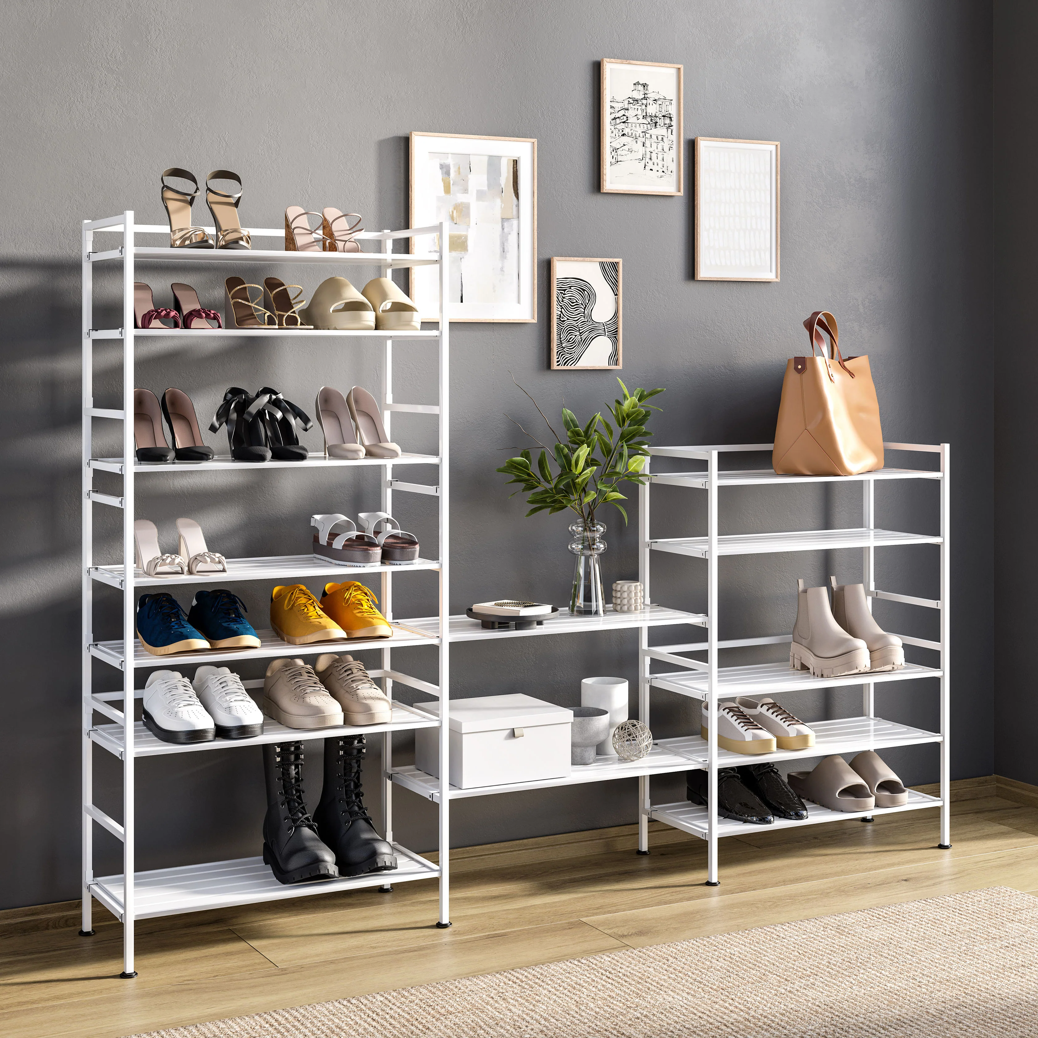 HOME 3-Tier Resin Slatted Shoe Rack - Image 39