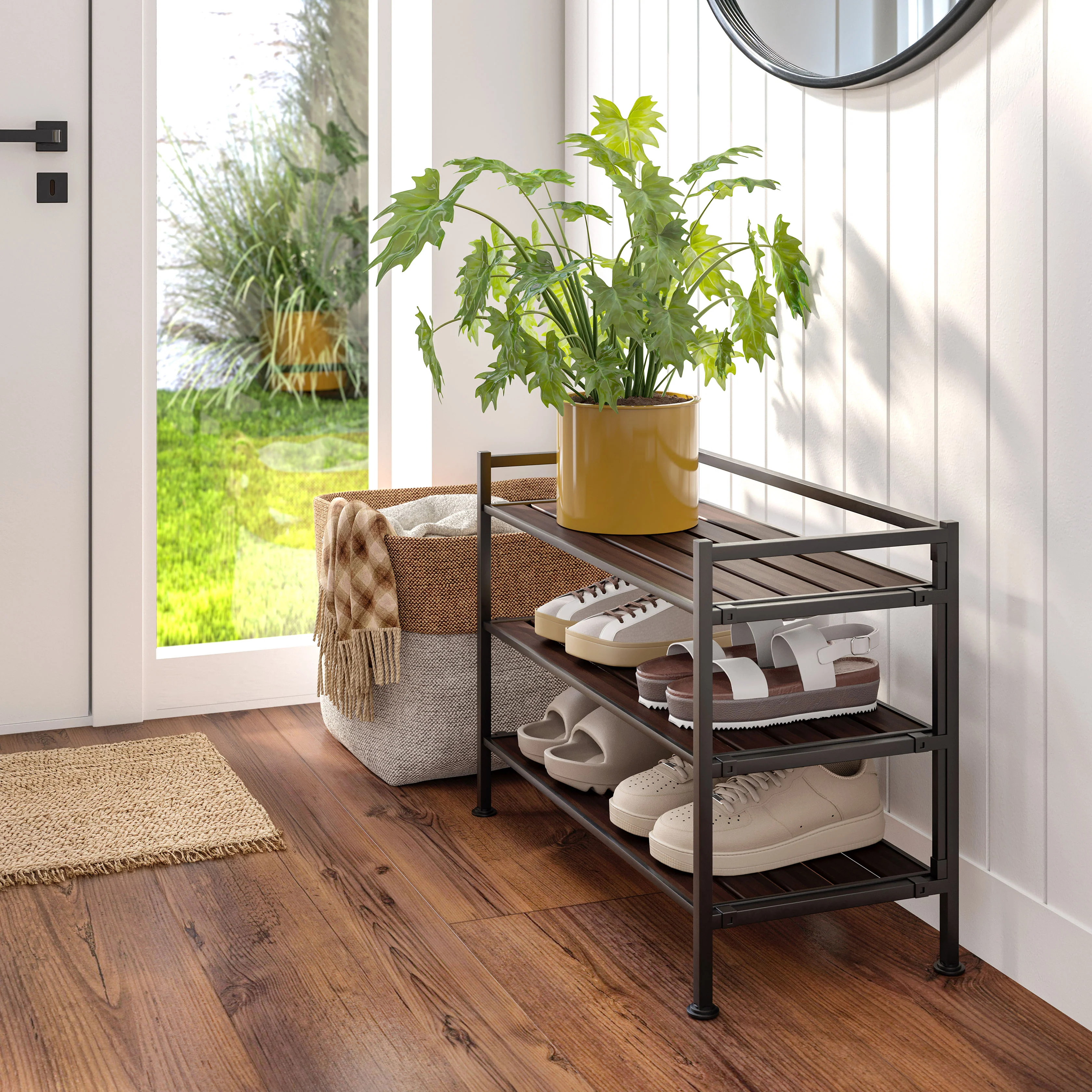 HOME 3-Tier Resin Slatted Shoe Rack - Image 43