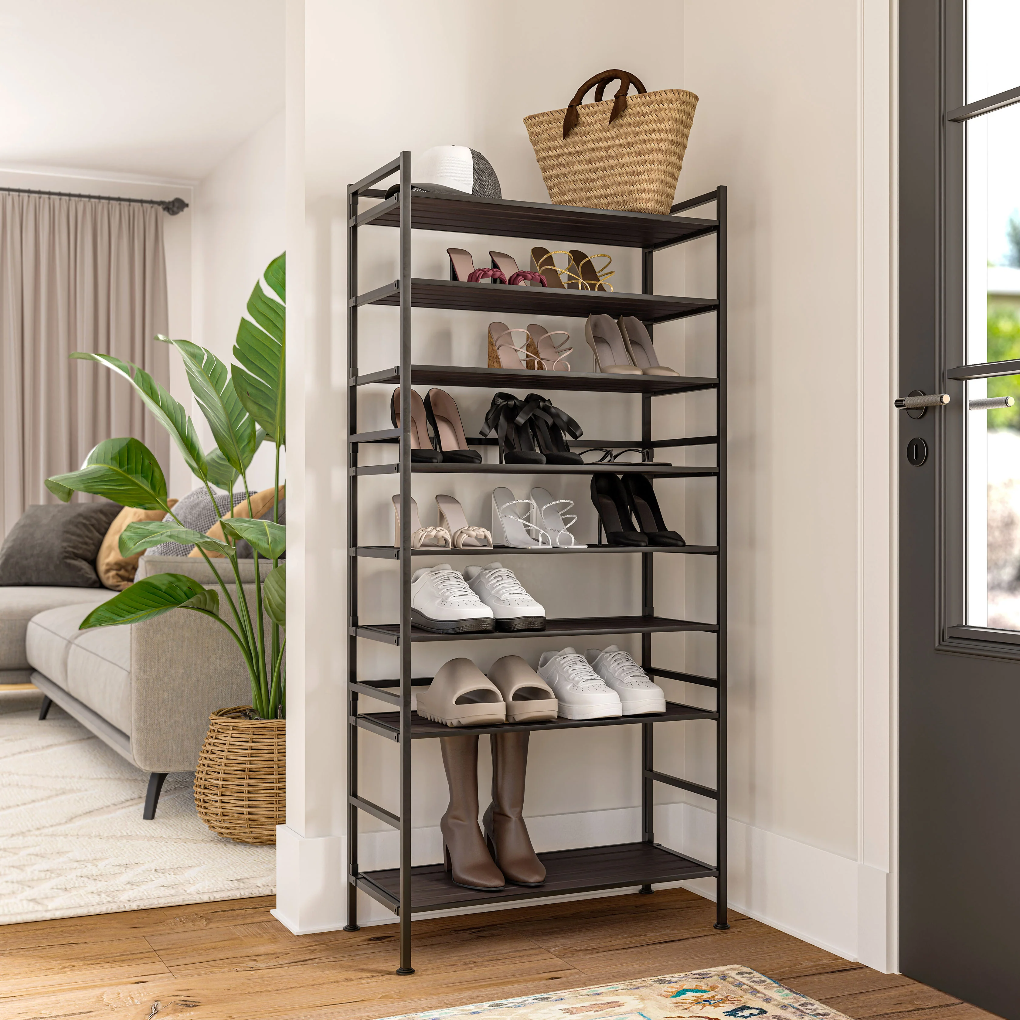 HOME 3-Tier Resin Slatted Shoe Rack - Image 44