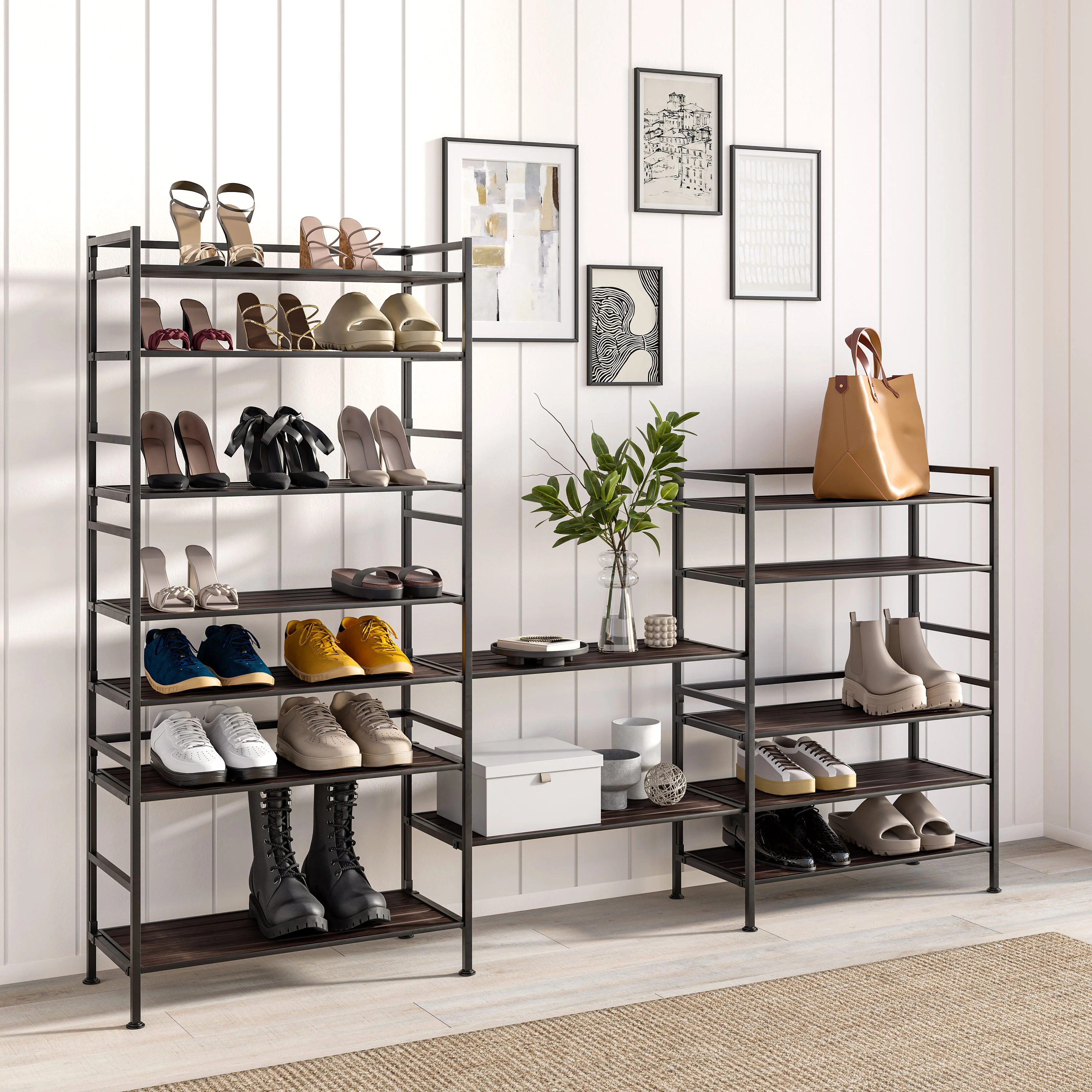 HOME 3-Tier Resin Slatted Shoe Rack - Image 45