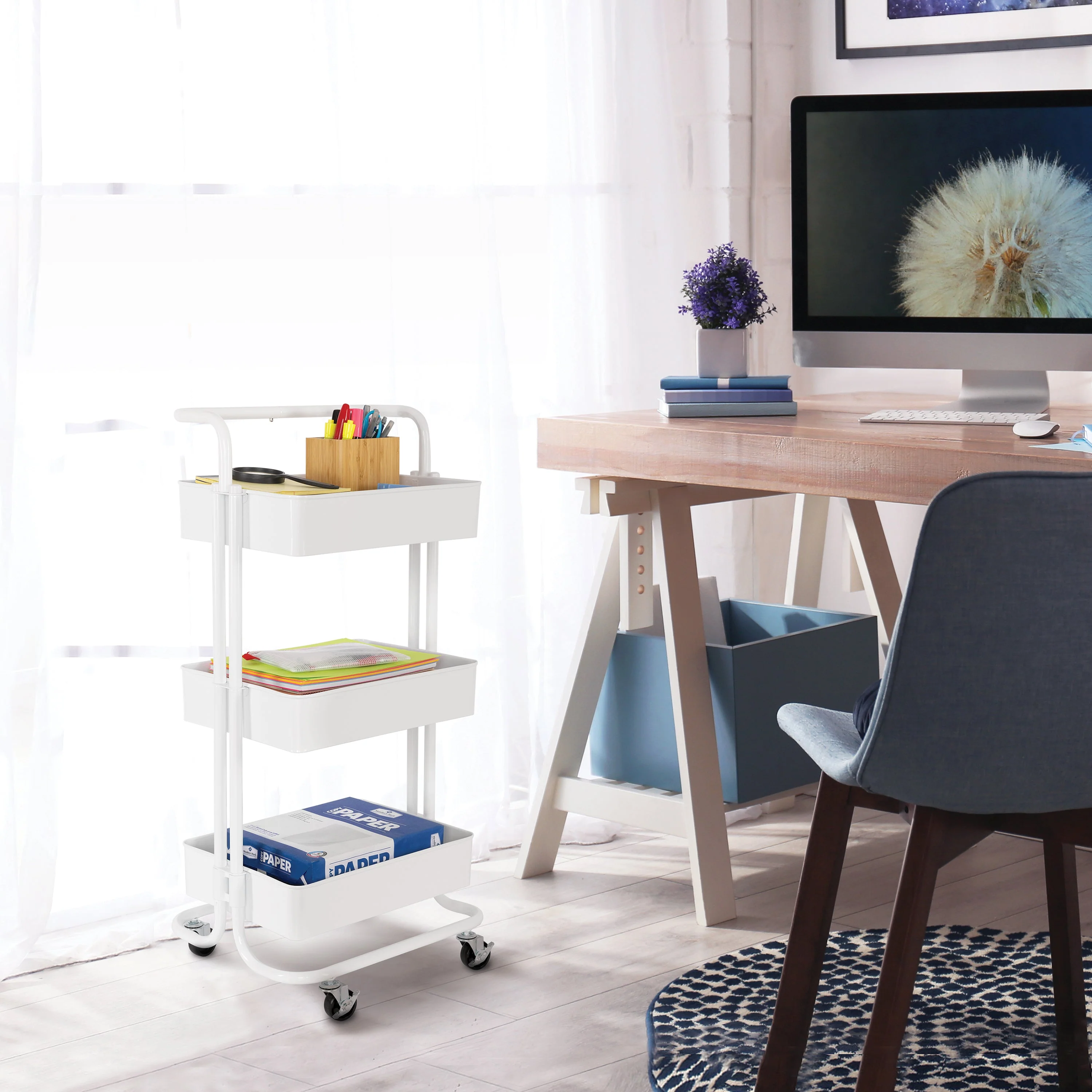 3-Tier Steel Cart with Handle - Image 5