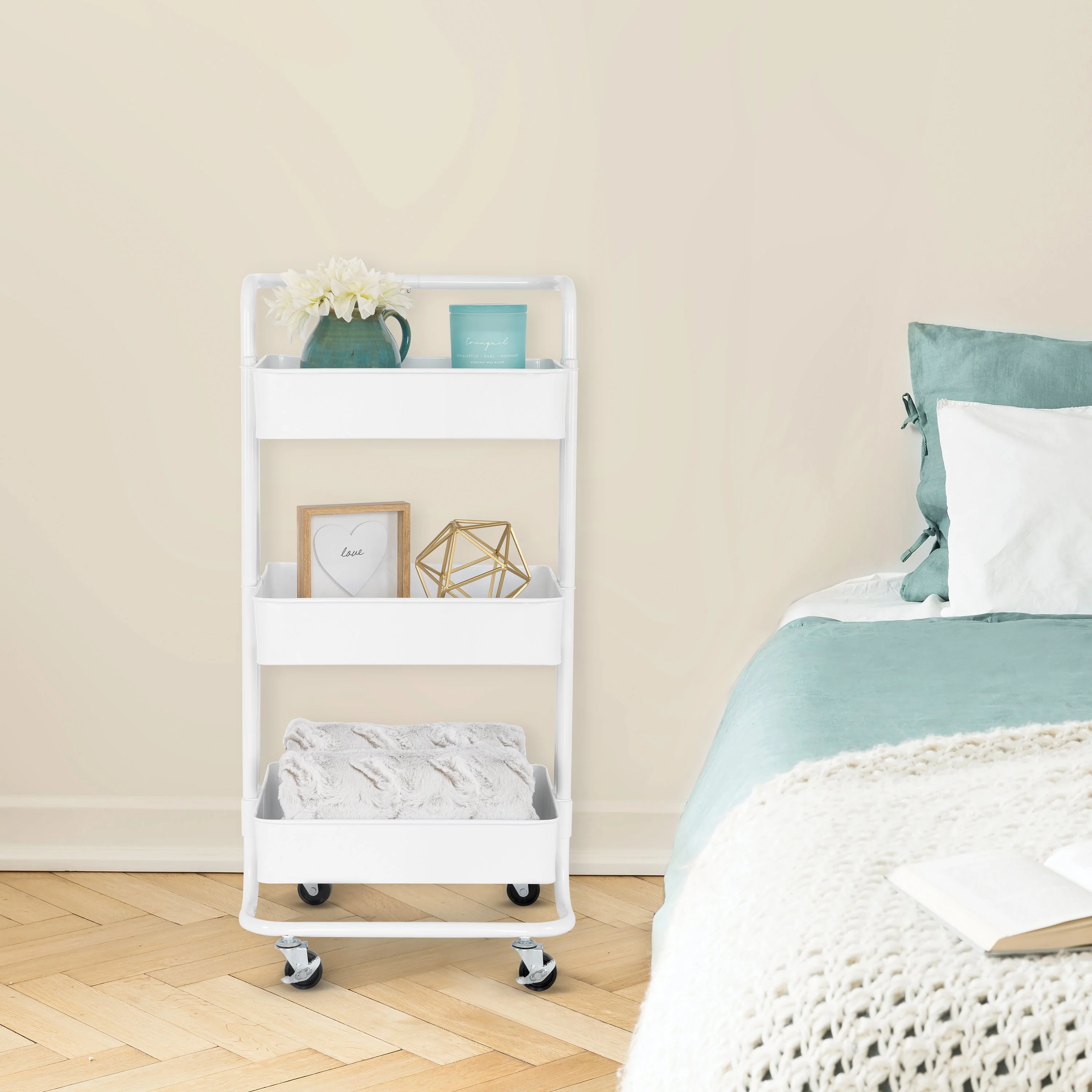 3-Tier Steel Cart with Handle - Image 7