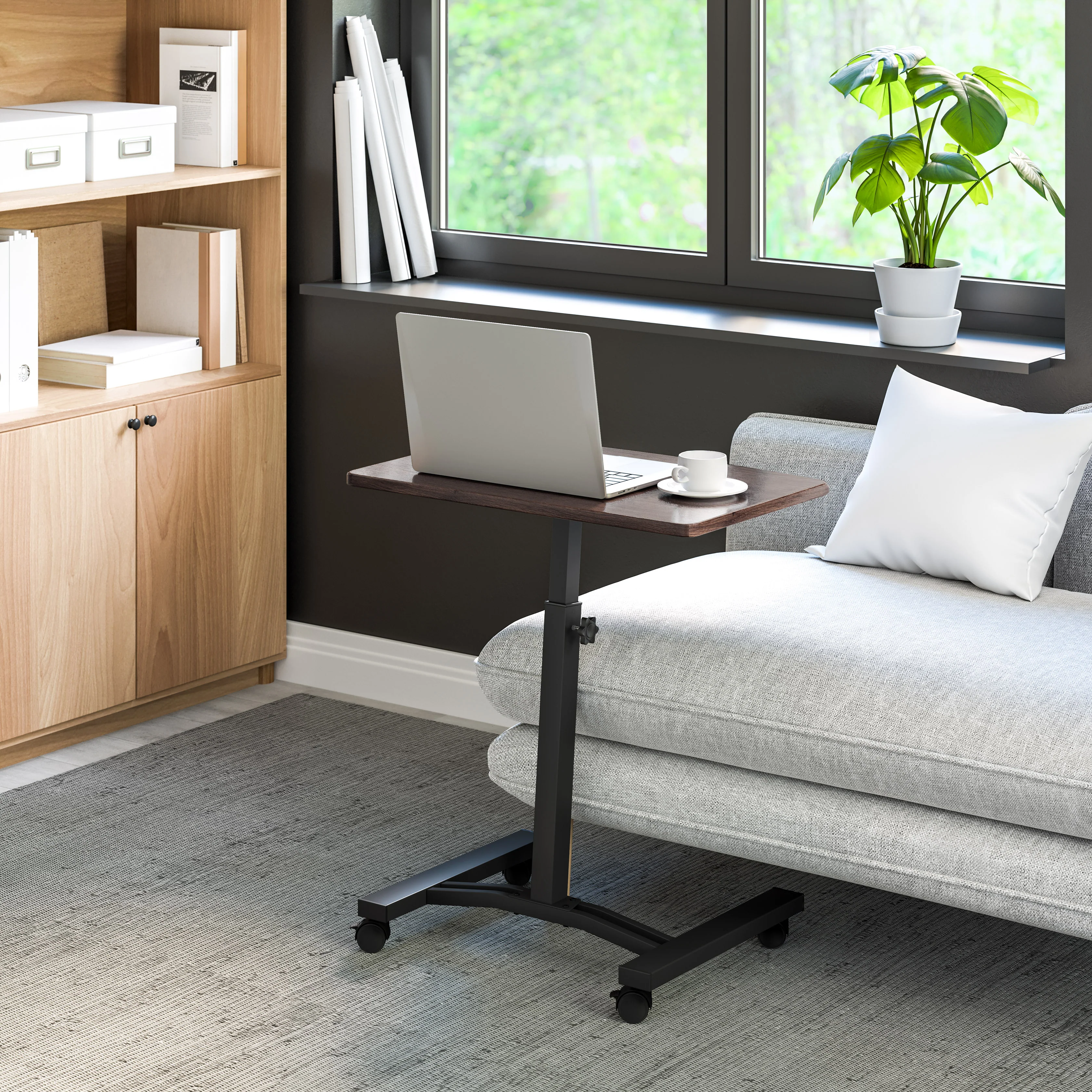 airLIFT® Mobile Laptop Sitting Desk Cart, Walnut - Image 4