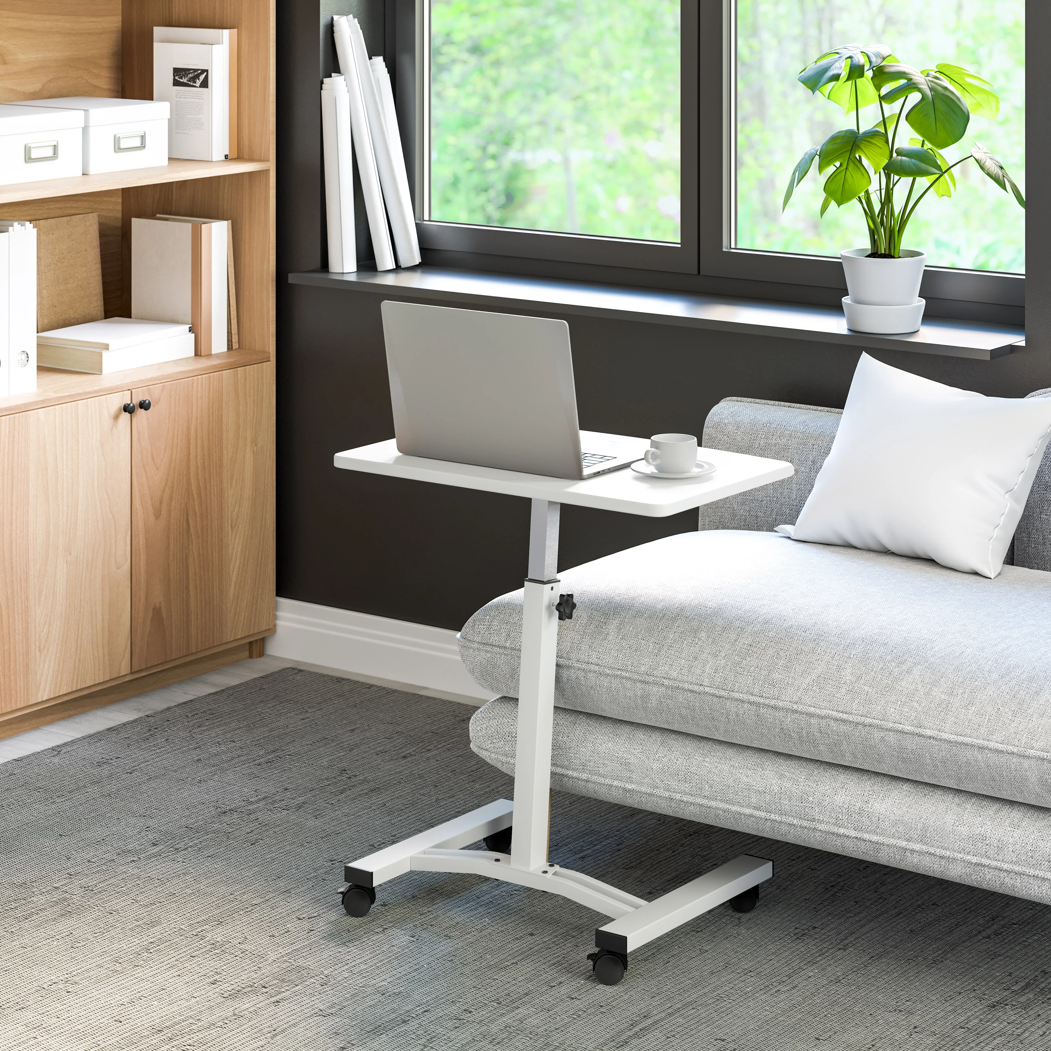 airLIFT® Mobile Laptop Sitting Desk Cart, White - Image 5