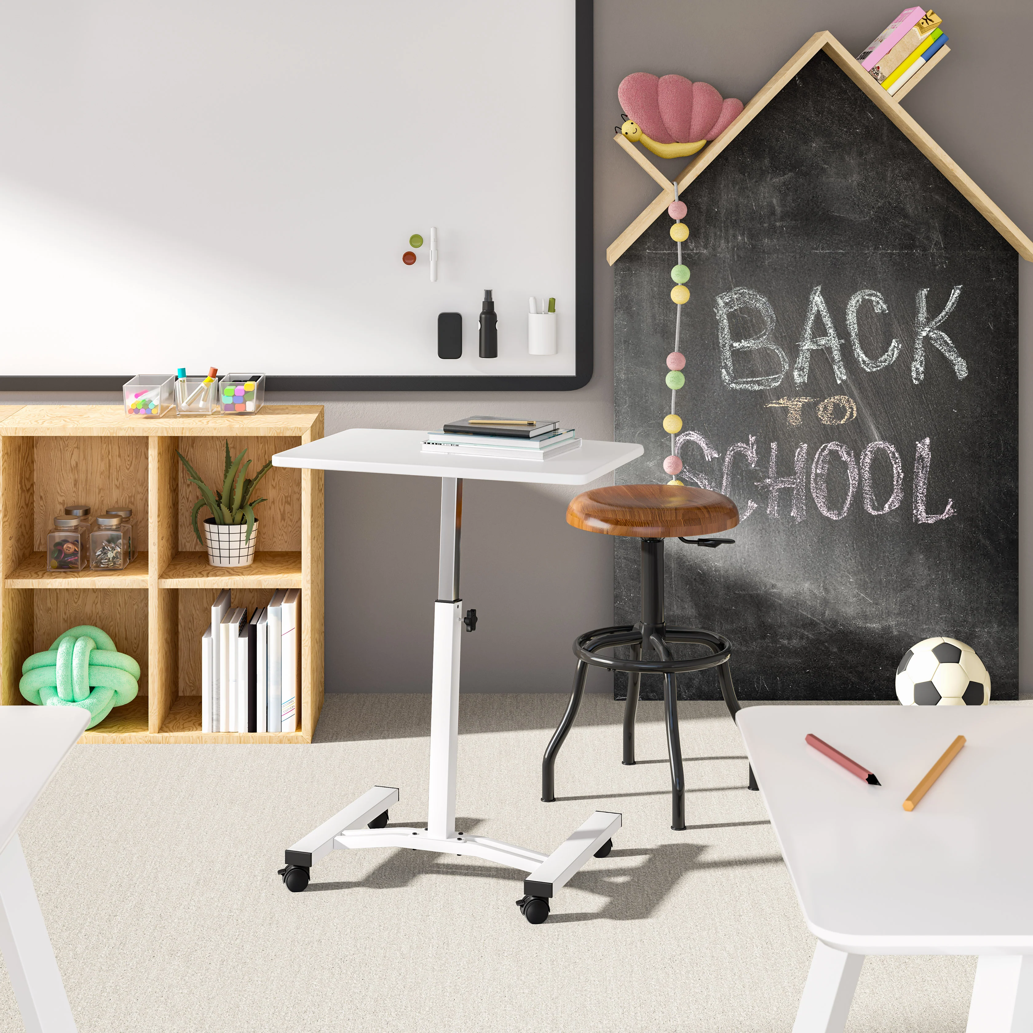 airLIFT® Mobile Laptop Sitting Desk Cart, White - Image 13