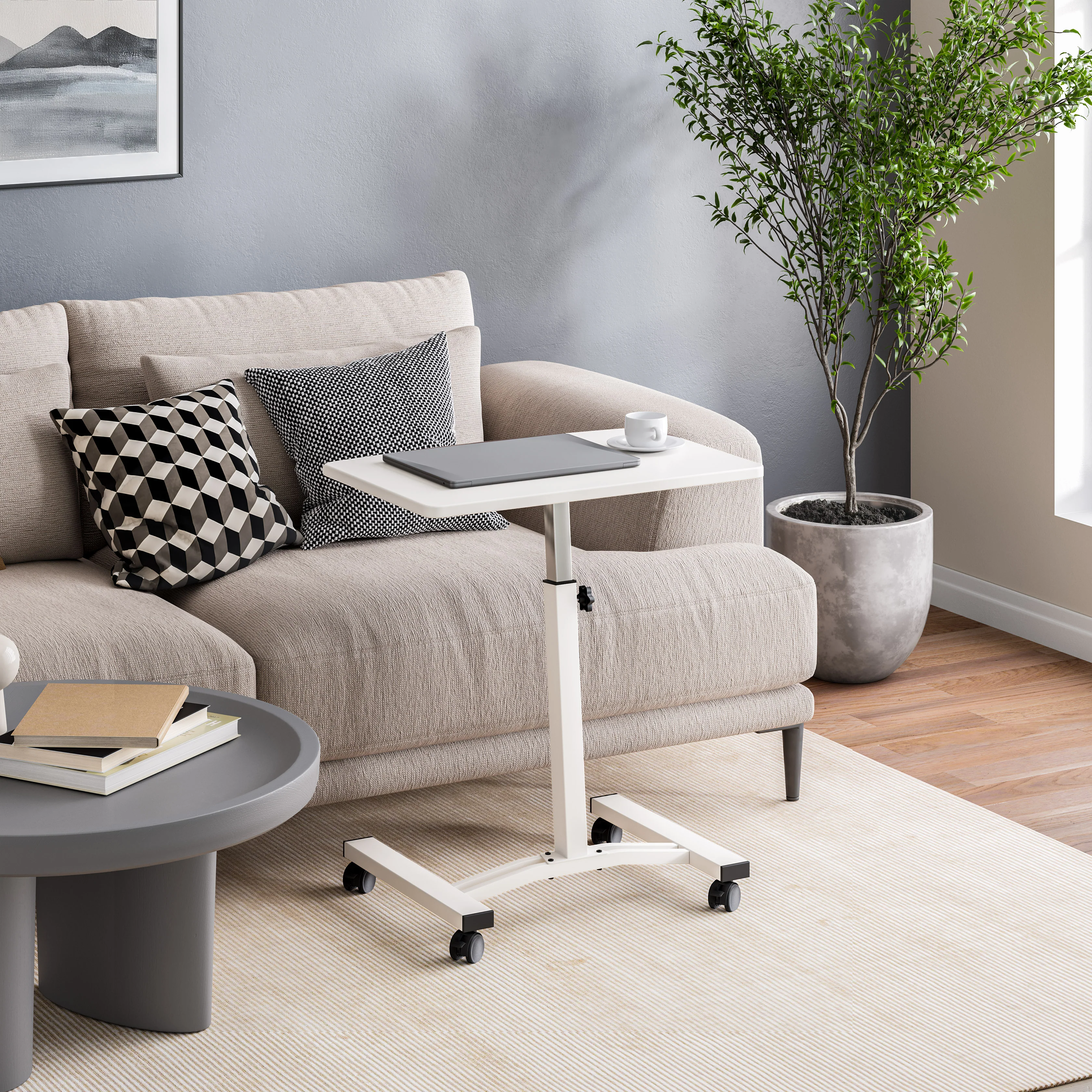 airLIFT® Mobile Laptop Sitting Desk Cart, White - Image 14