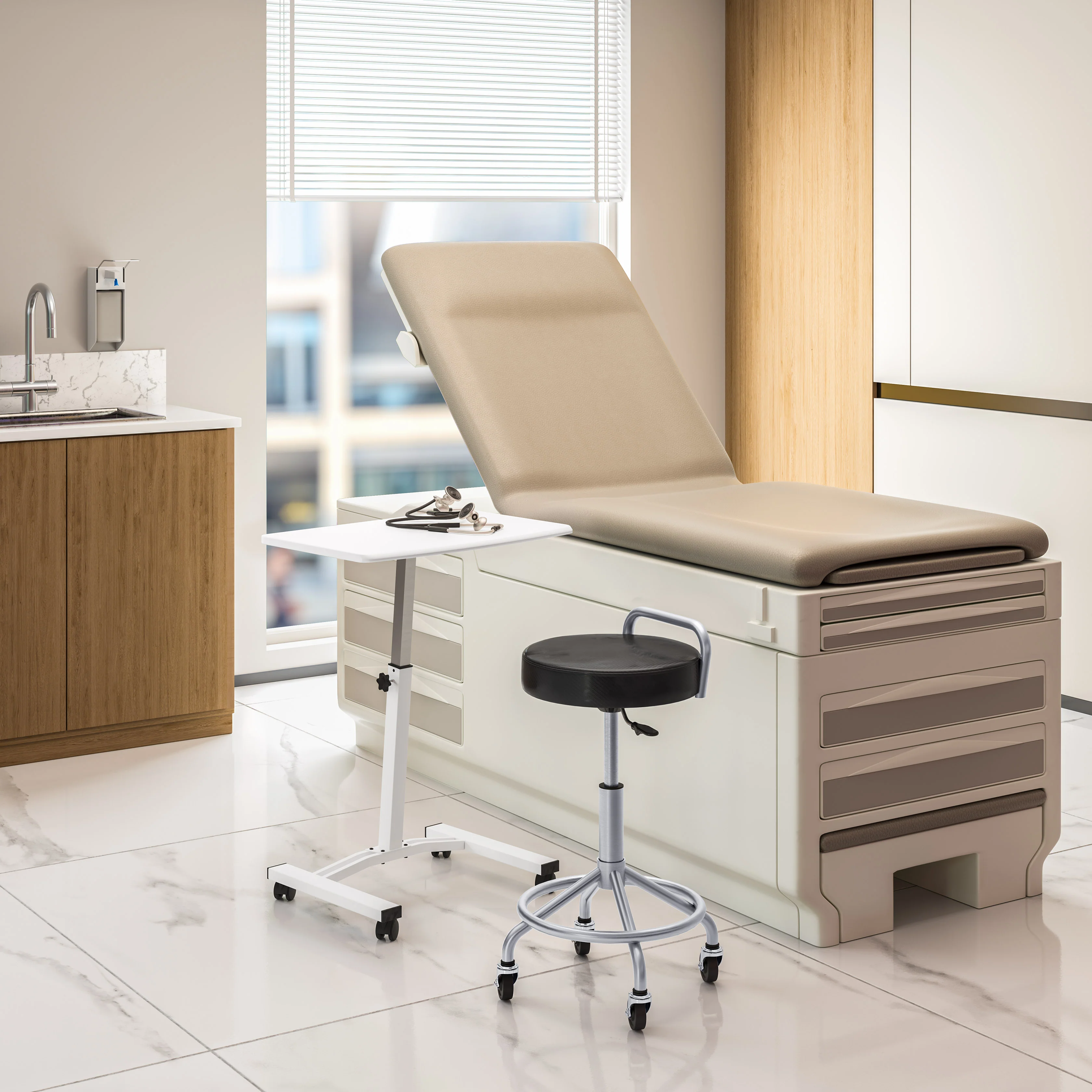 airLIFT® Mobile Laptop Sitting Desk Cart, White - Image 18