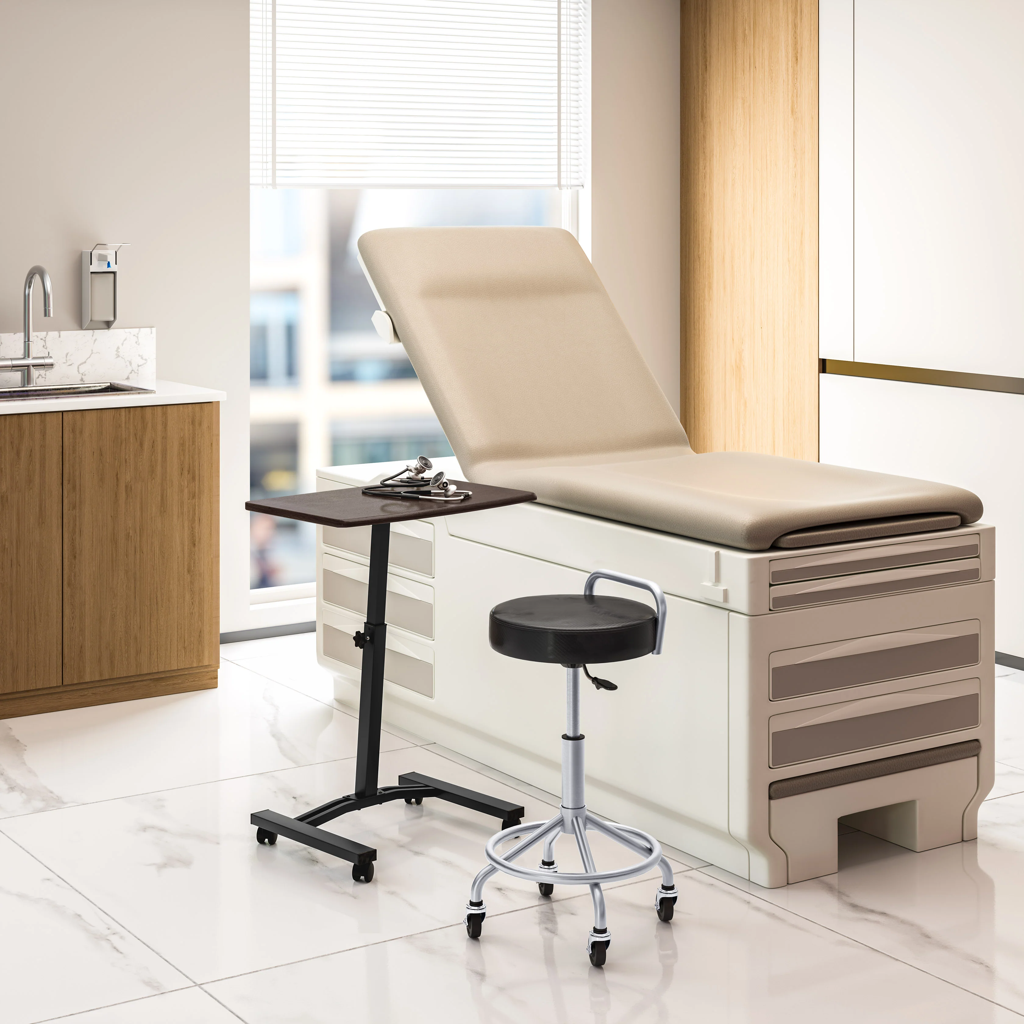 airLIFT® Mobile Laptop Sitting Desk Cart, Walnut - Image 6