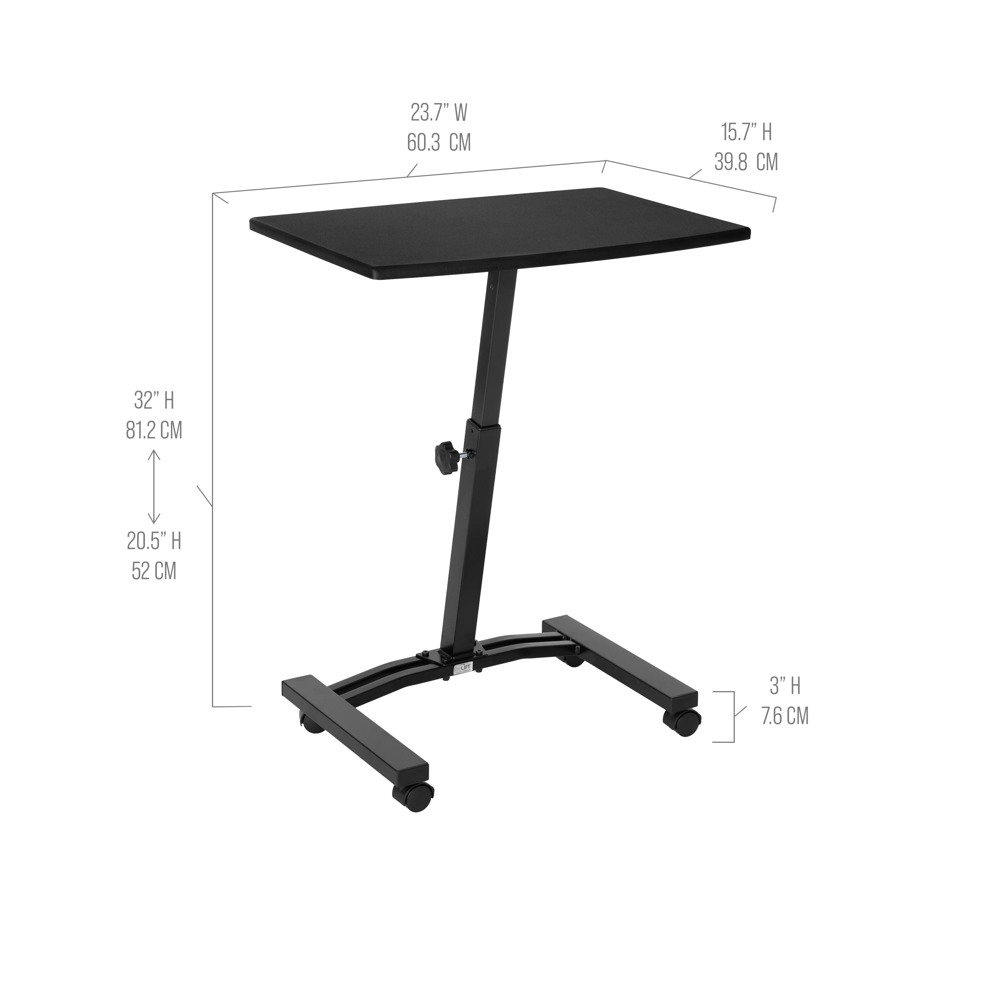 airLIFT® Mobile Laptop Sitting Desk Cart, Black - Image 2