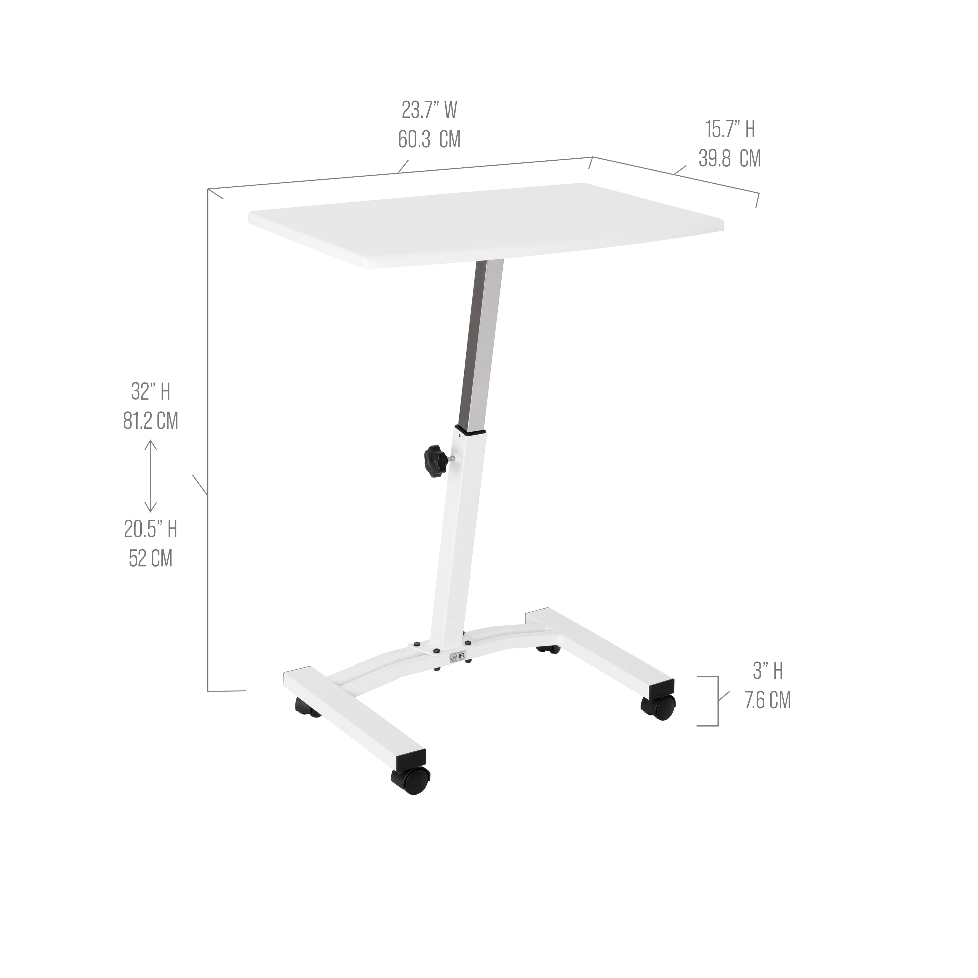 airLIFT® Mobile Laptop Sitting Desk Cart, White - Image 2