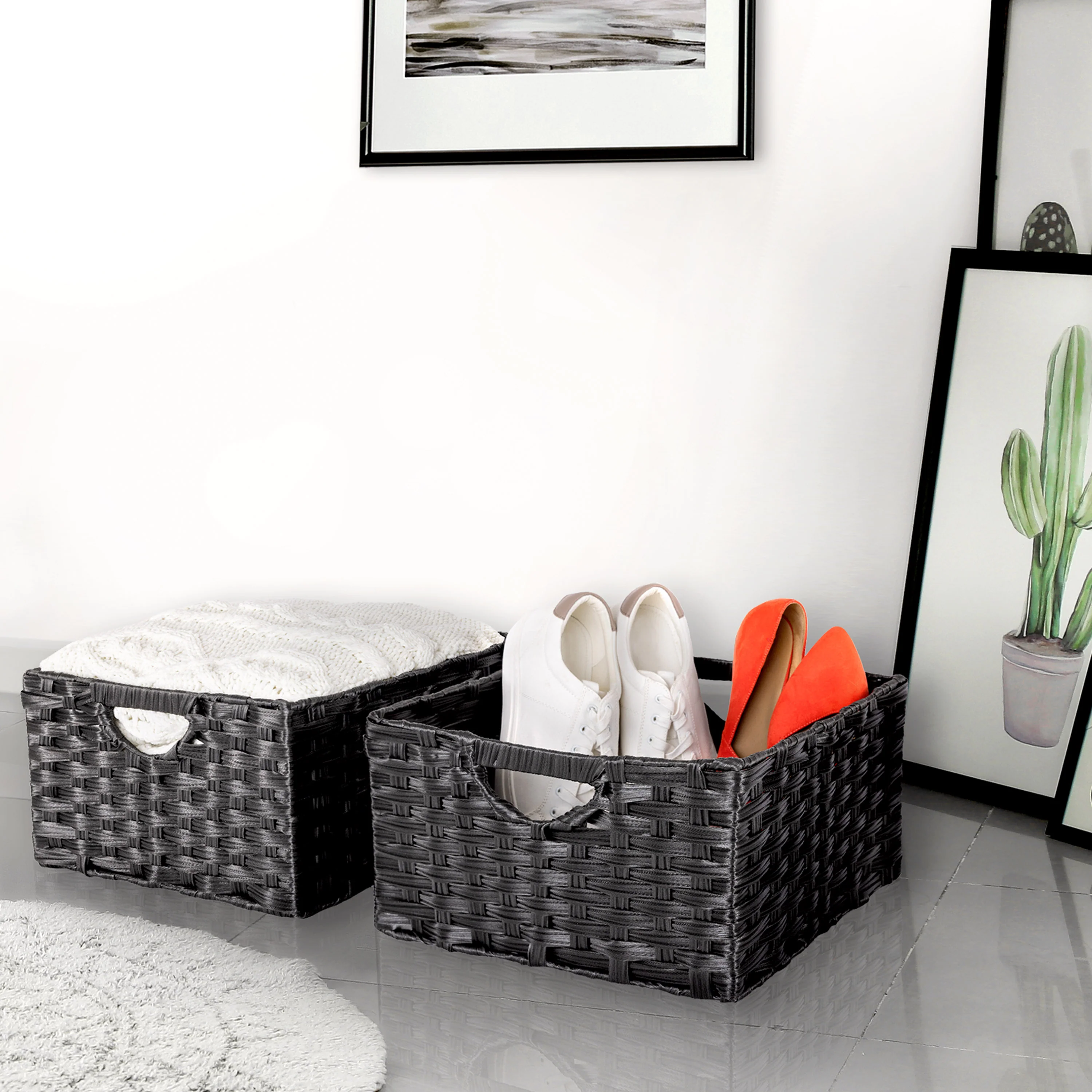 Handwoven Basket (2-Pack), Black - Image 2
