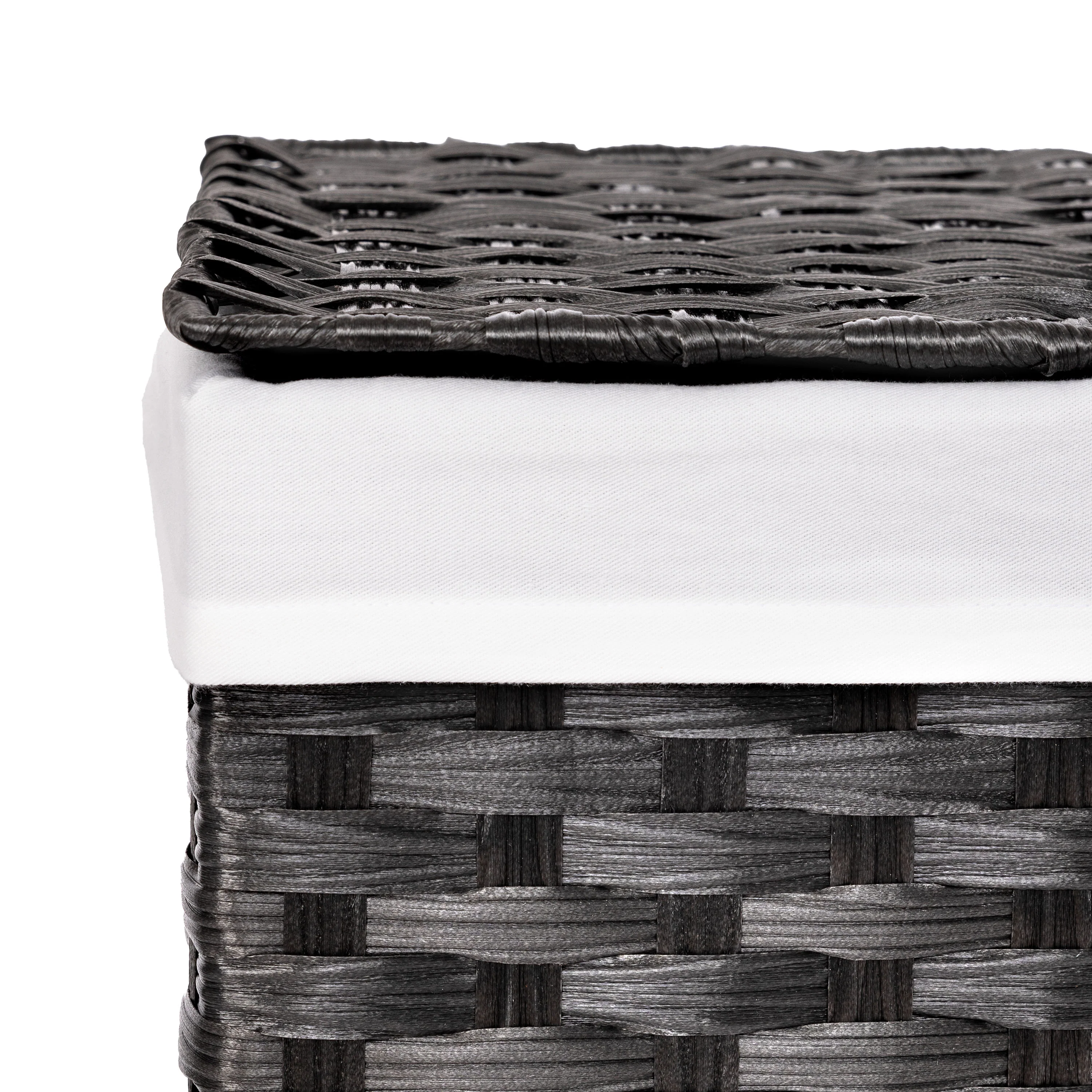 Handwoven Lidded Laundry Hamper, Black - Image 4
