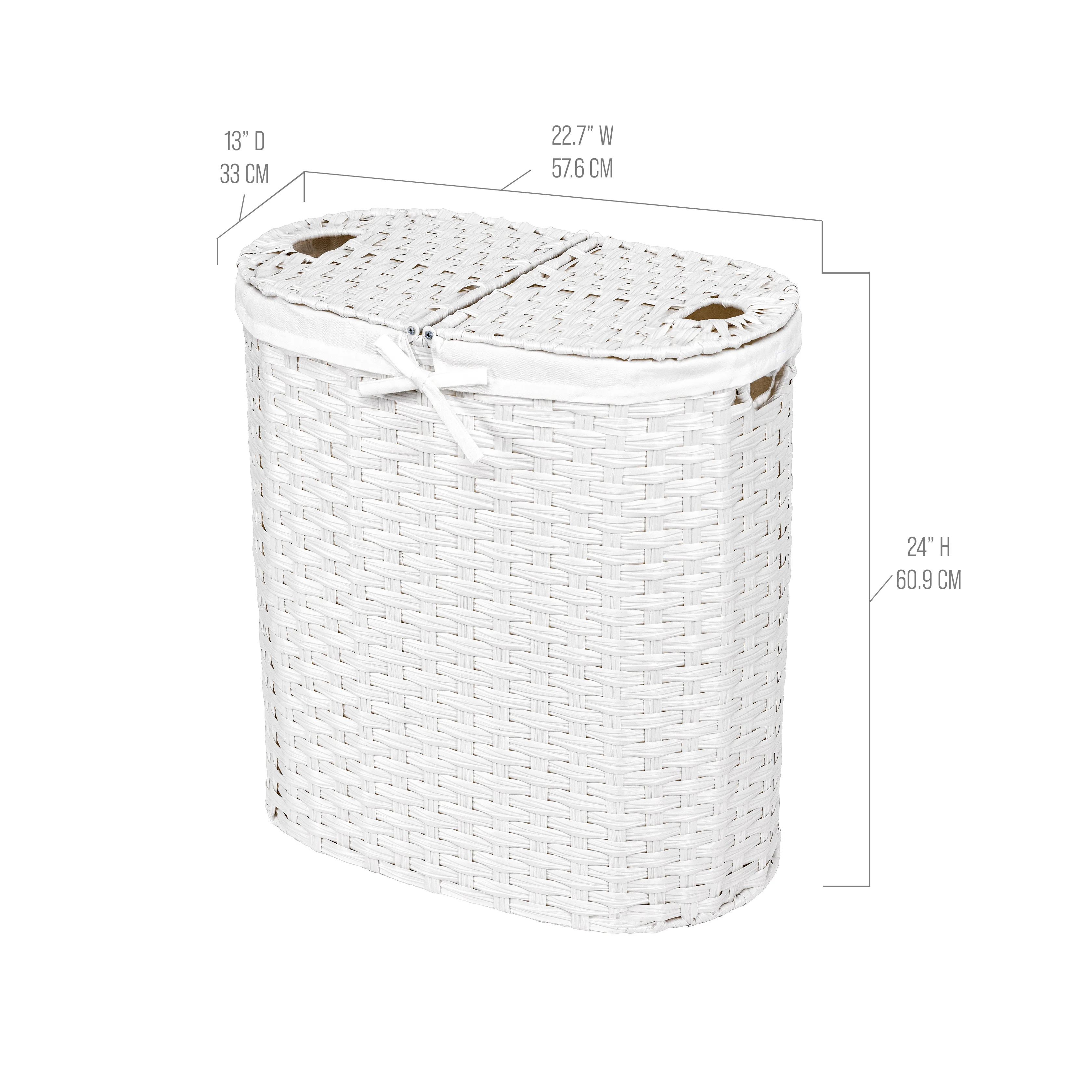 Handwoven Lidded Oval Double Laundry Hamper - Image 13