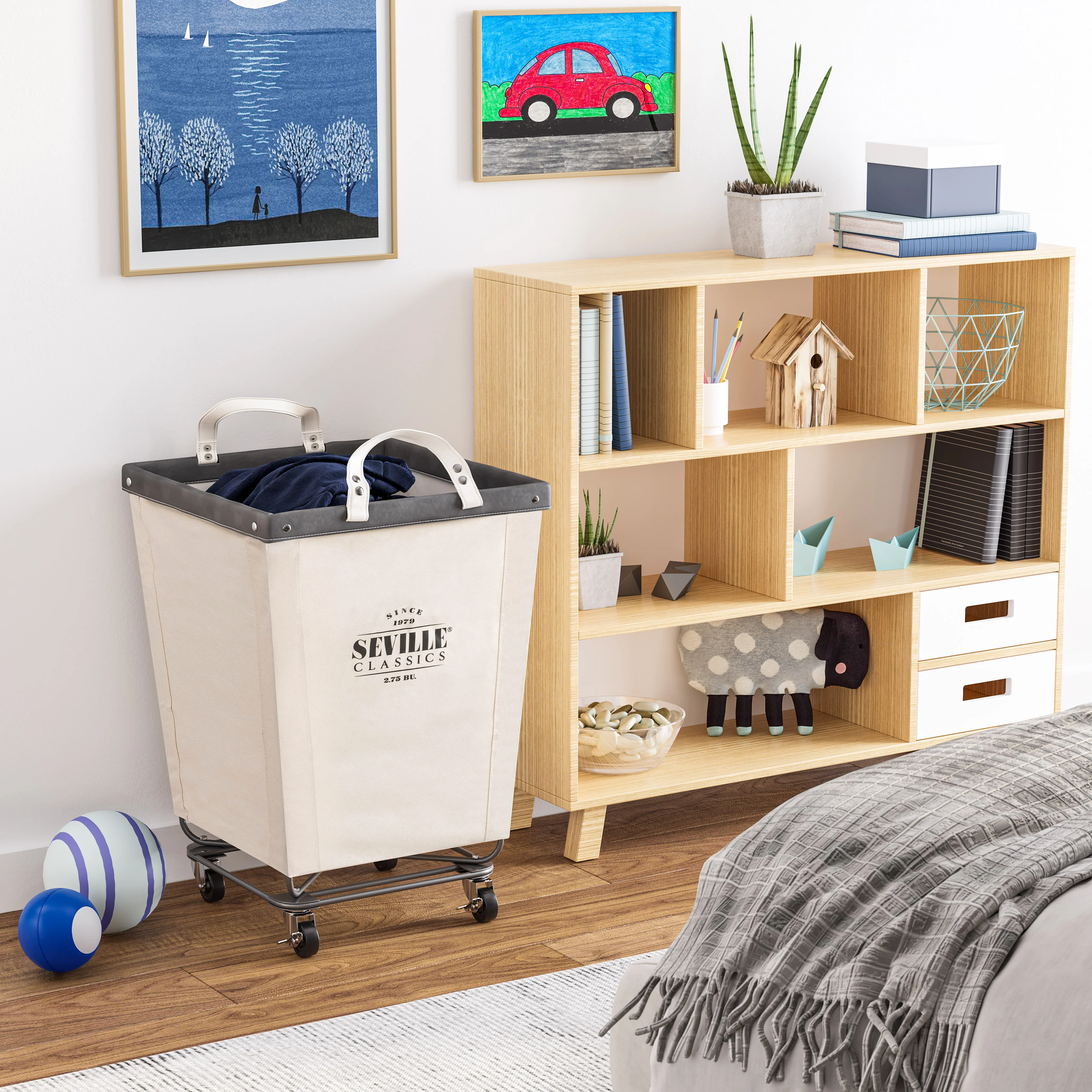 Heavy-Duty Rolling Laundry Hamper, Natural White - Image 11