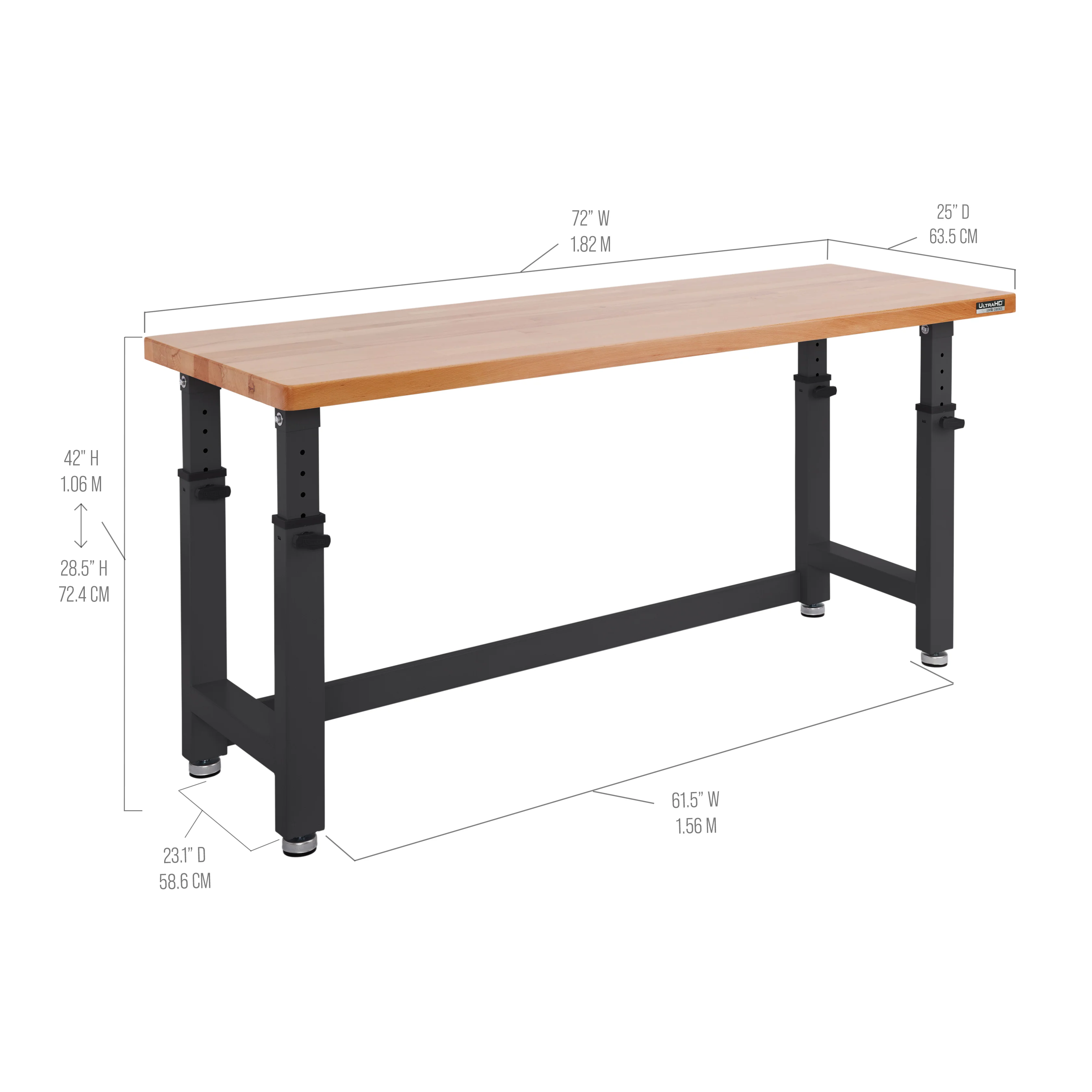UltraHD® Height Adjustable Workbench, Graphite - Image 4