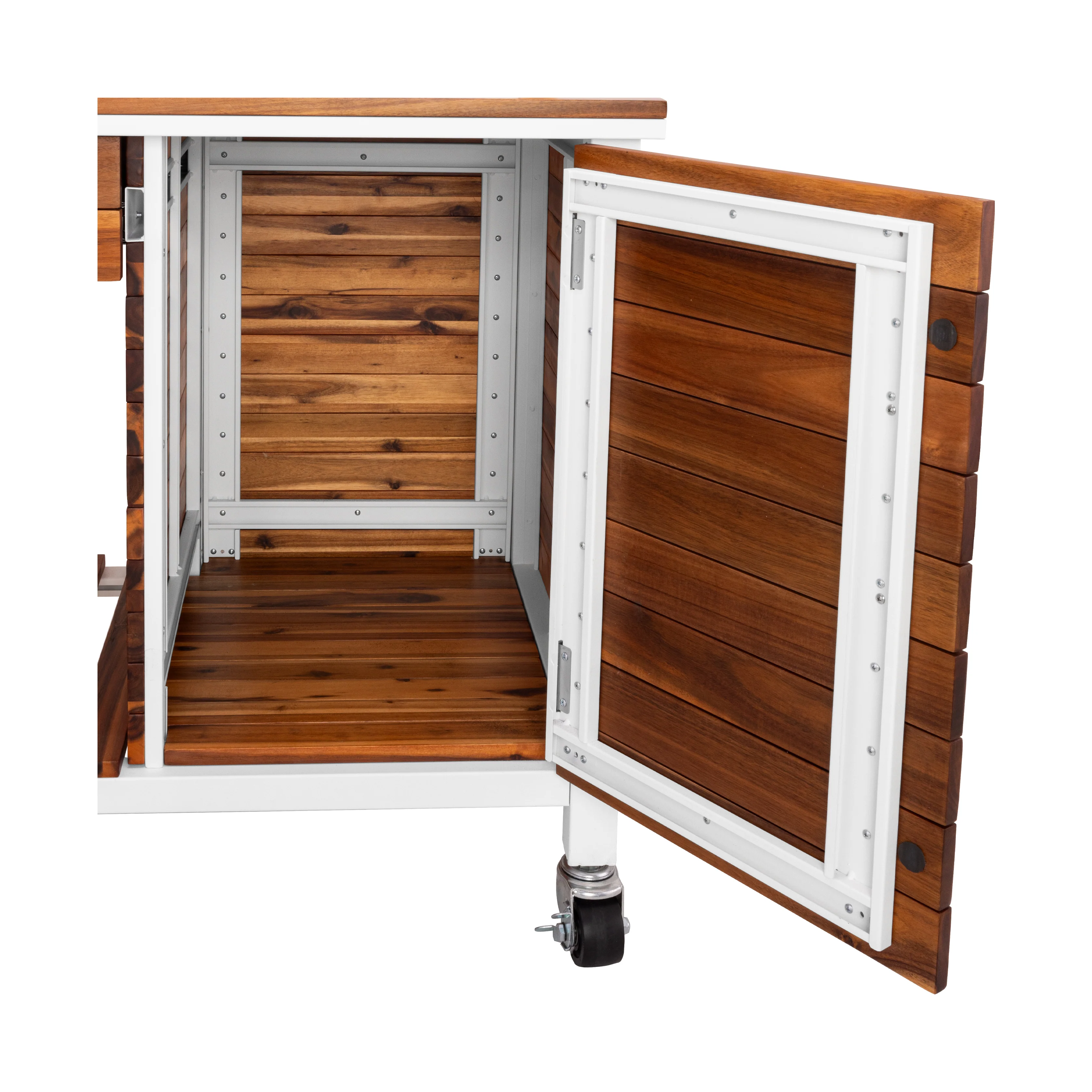 HOME Outdoor Acacia Wood Mobile Potting Bench - Image 11