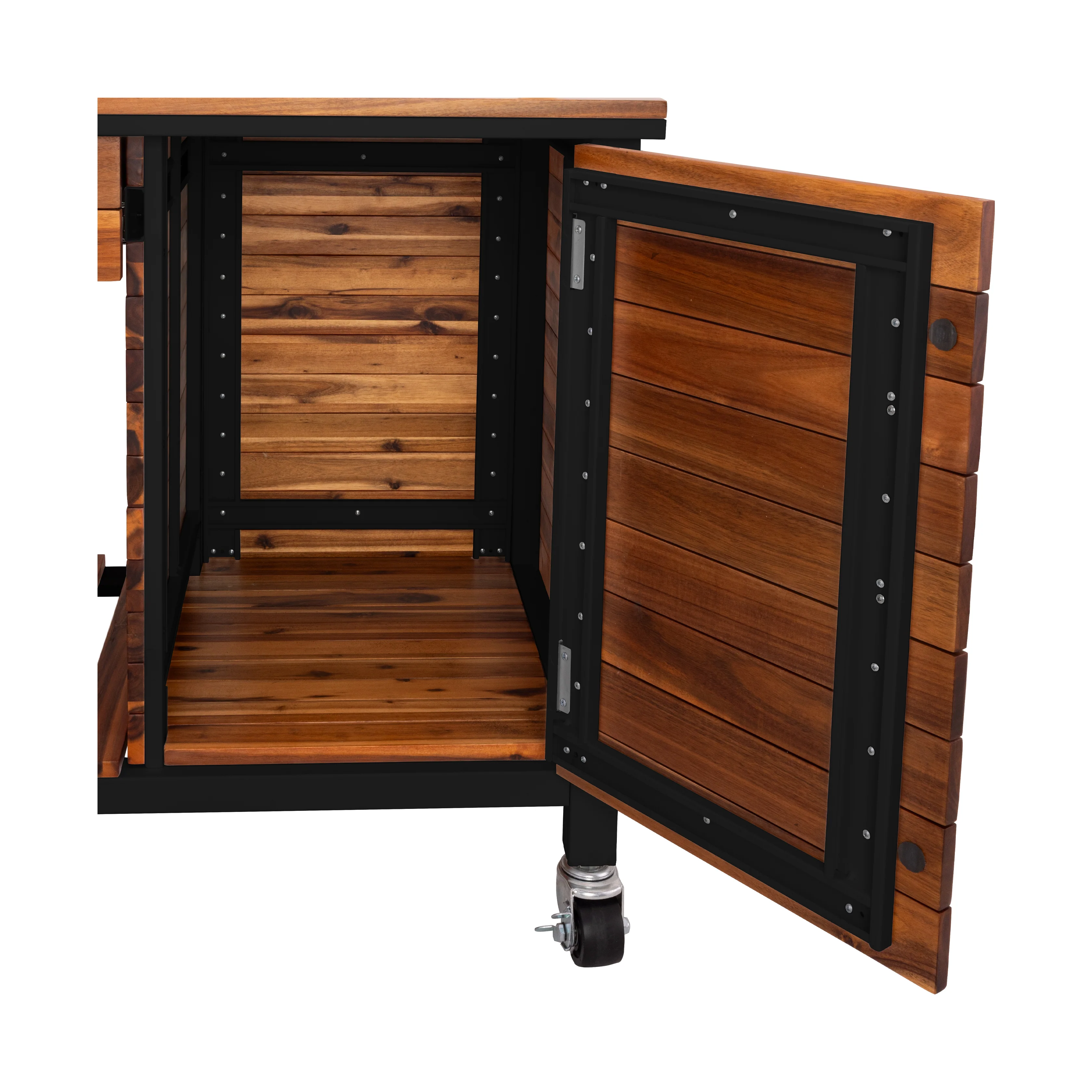 HOME Outdoor Acacia Wood Mobile Potting Bench - Image 3
