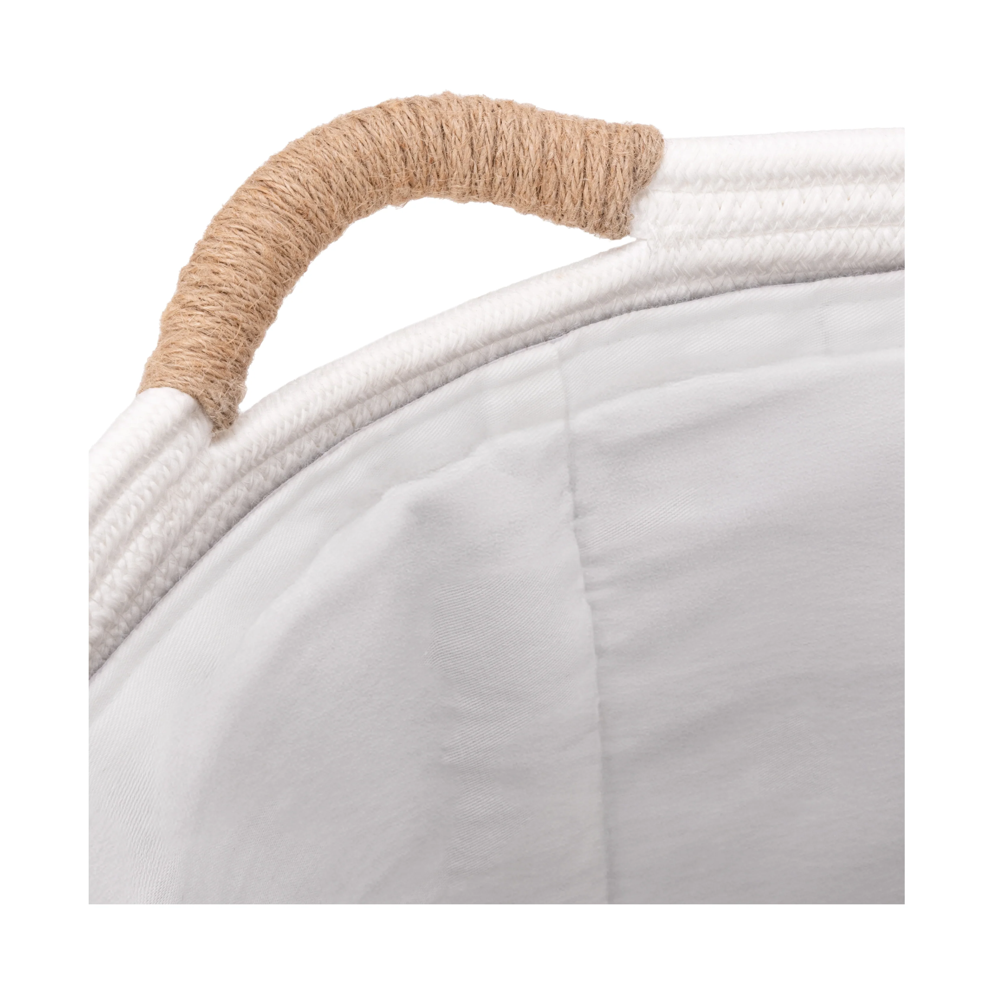 Natural Water Hyacinth and Rope Round Hamper with Liner - Image 16