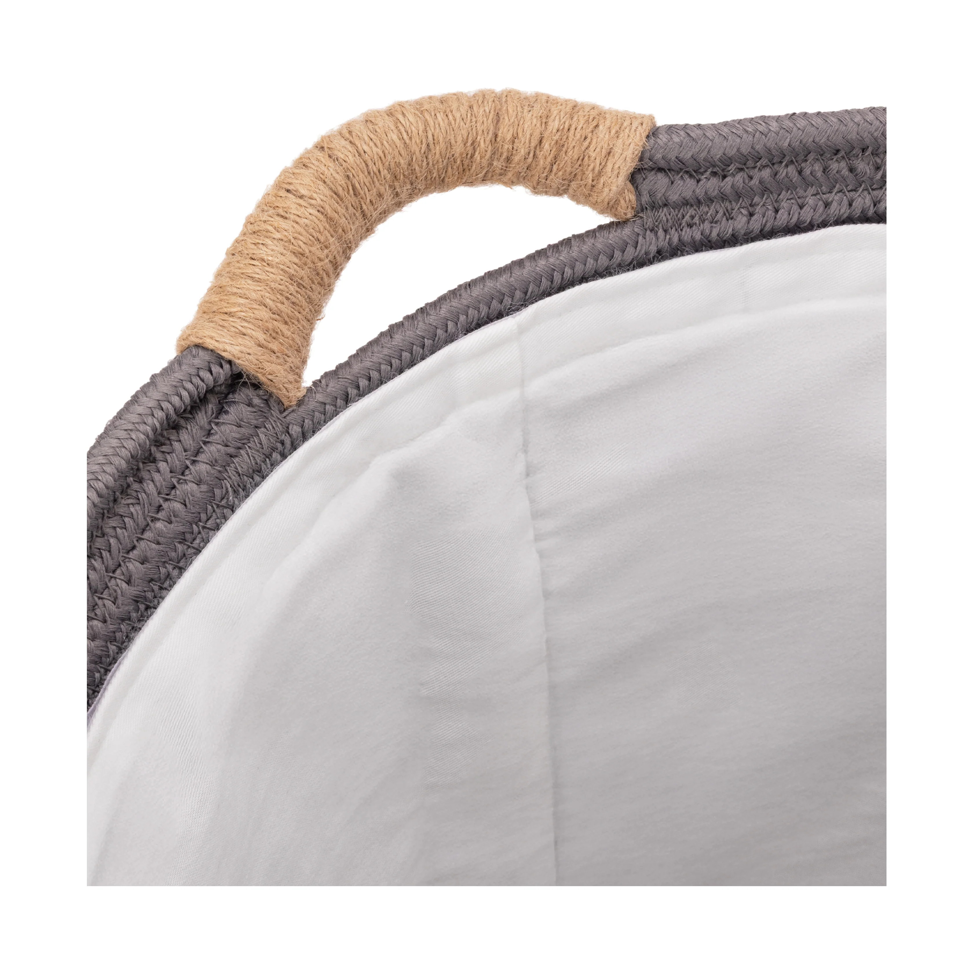 Natural Water Hyacinth and Rope Round Hamper with Liner - Image 18