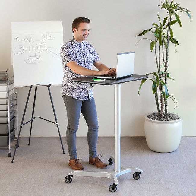 airLIFT® Premium Pneumatic Sit-Stand Mobile Desk Cart, Espresso - Image 4