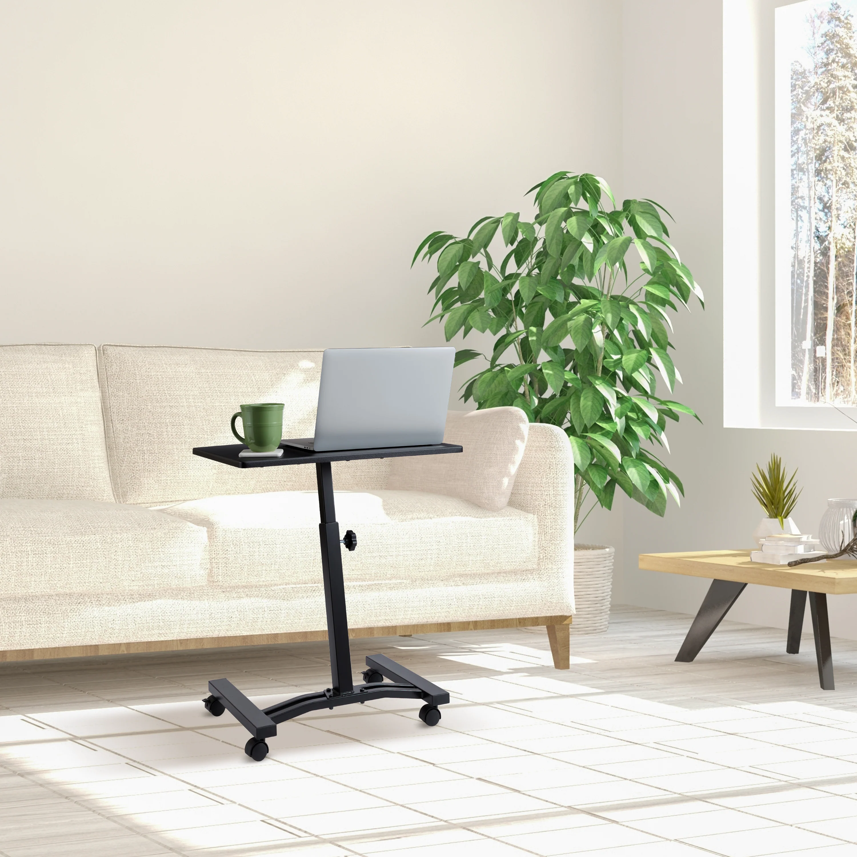 airLIFT® Mobile Laptop Sitting Desk Cart, Black - Image 14