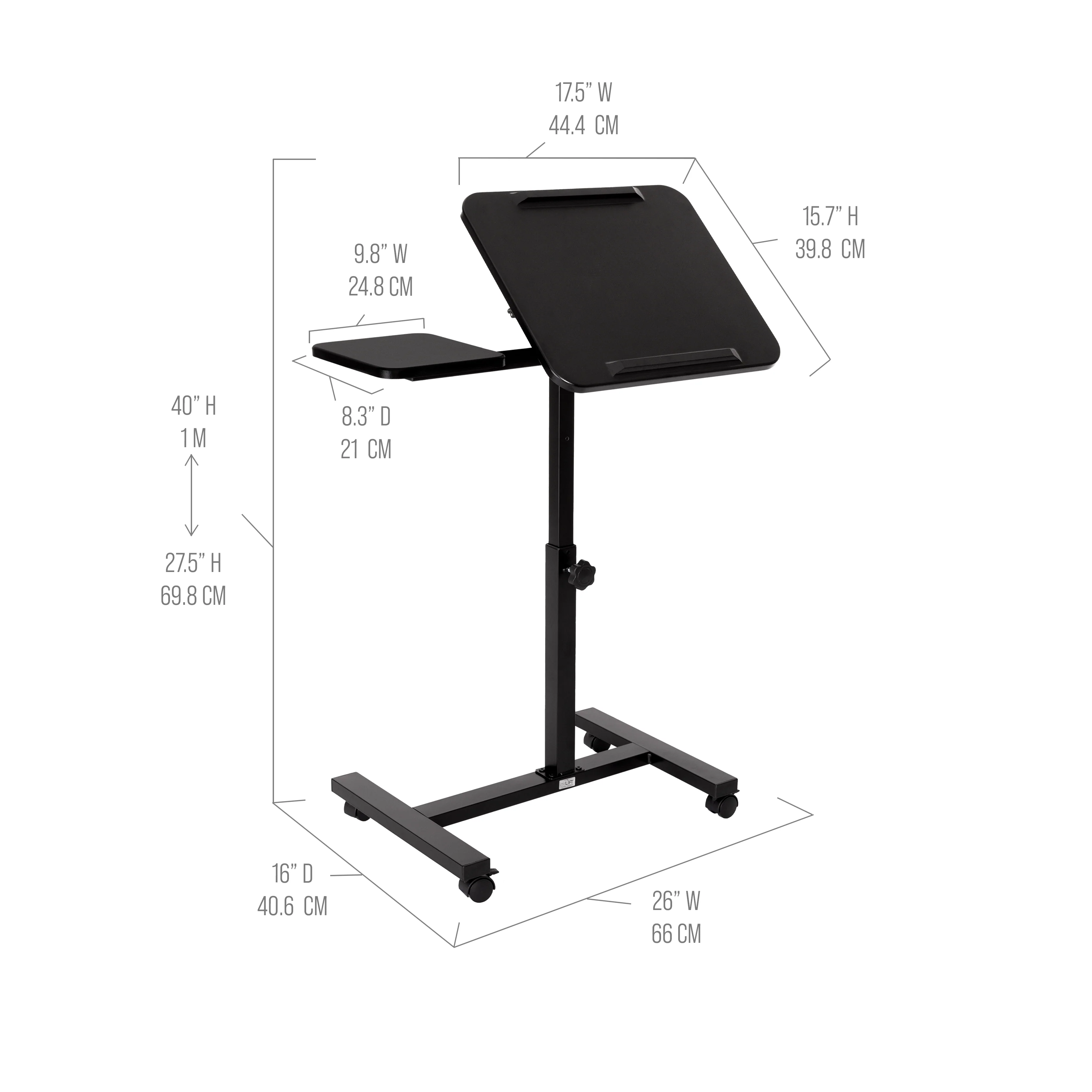 airLIFT® Tilting Mobile Desk Cart, Black - Image 2