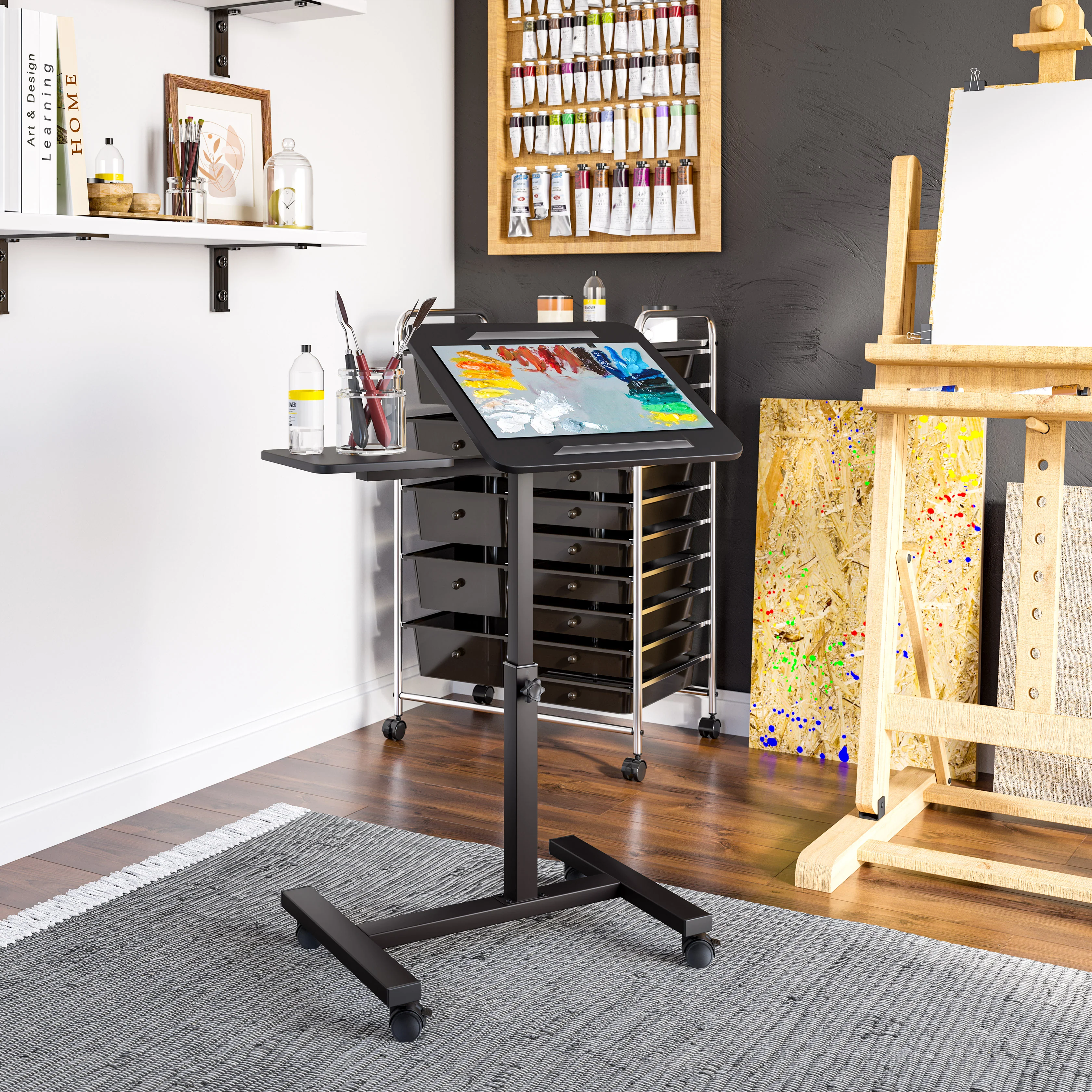 airLIFT® Tilting Mobile Desk Cart, Black - Image 3