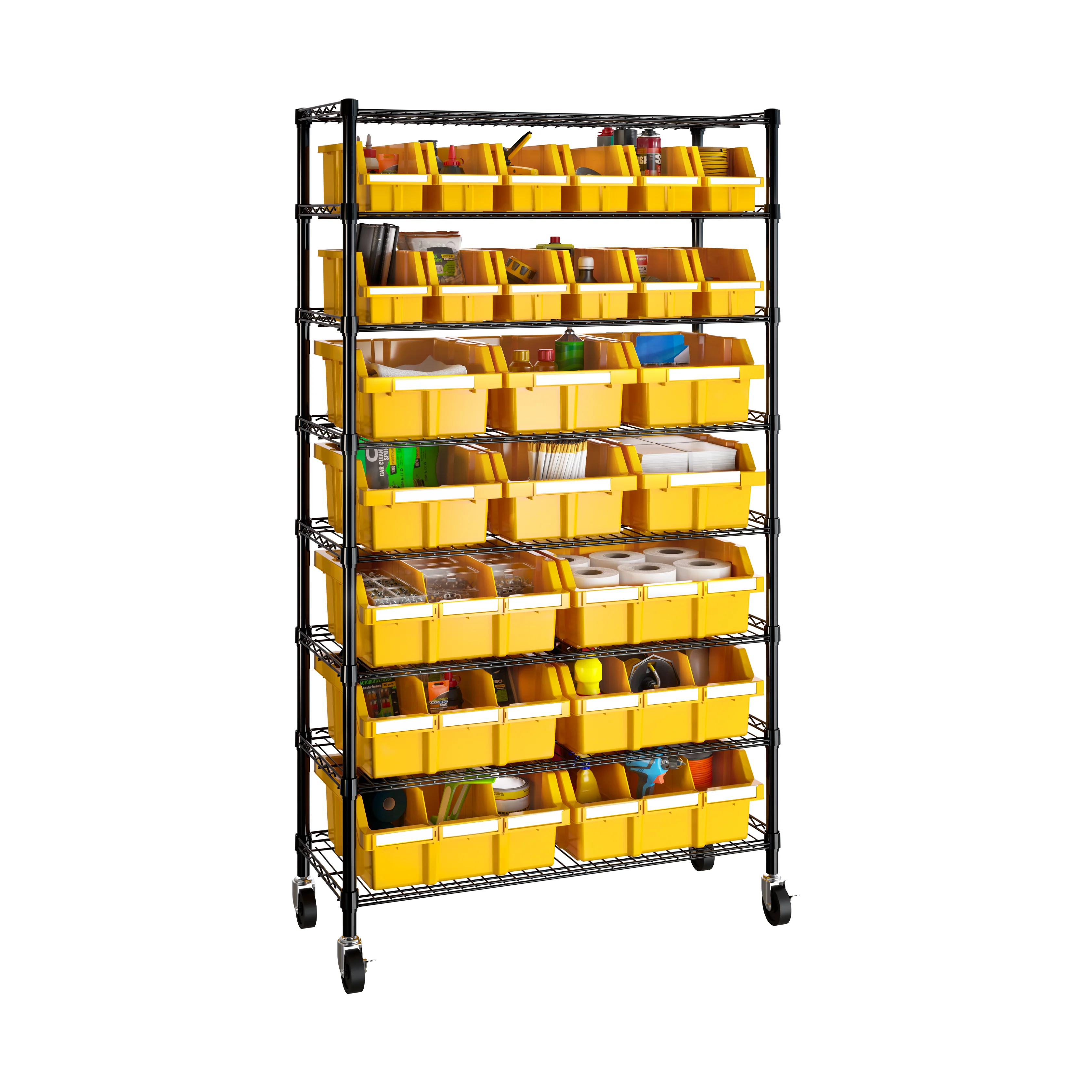 8-Tier NSF-Certified 24-Bin Rack, Yellow - Image 6