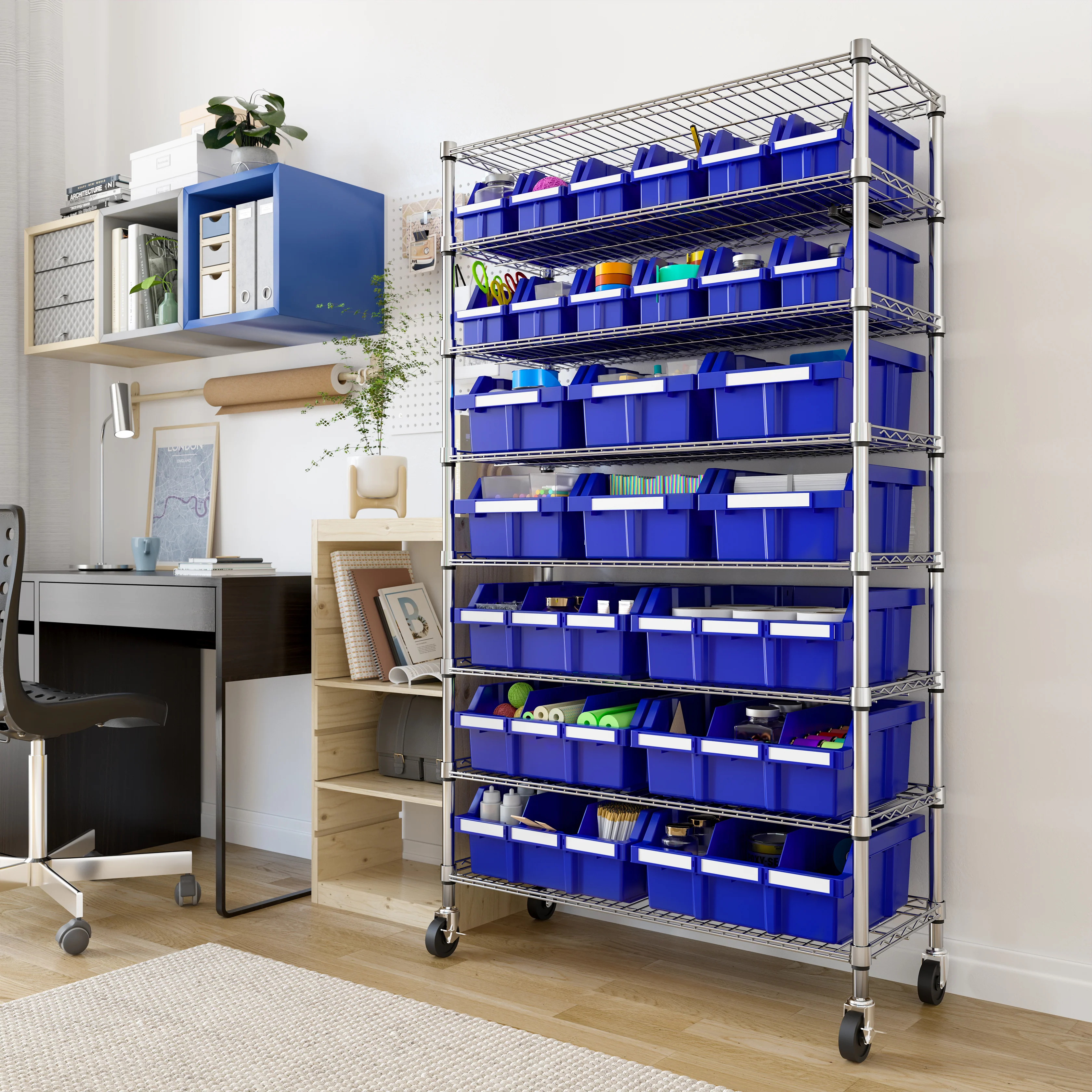 8-Tier NSF-Certified 24-Bin Rack, Blue - Image 4