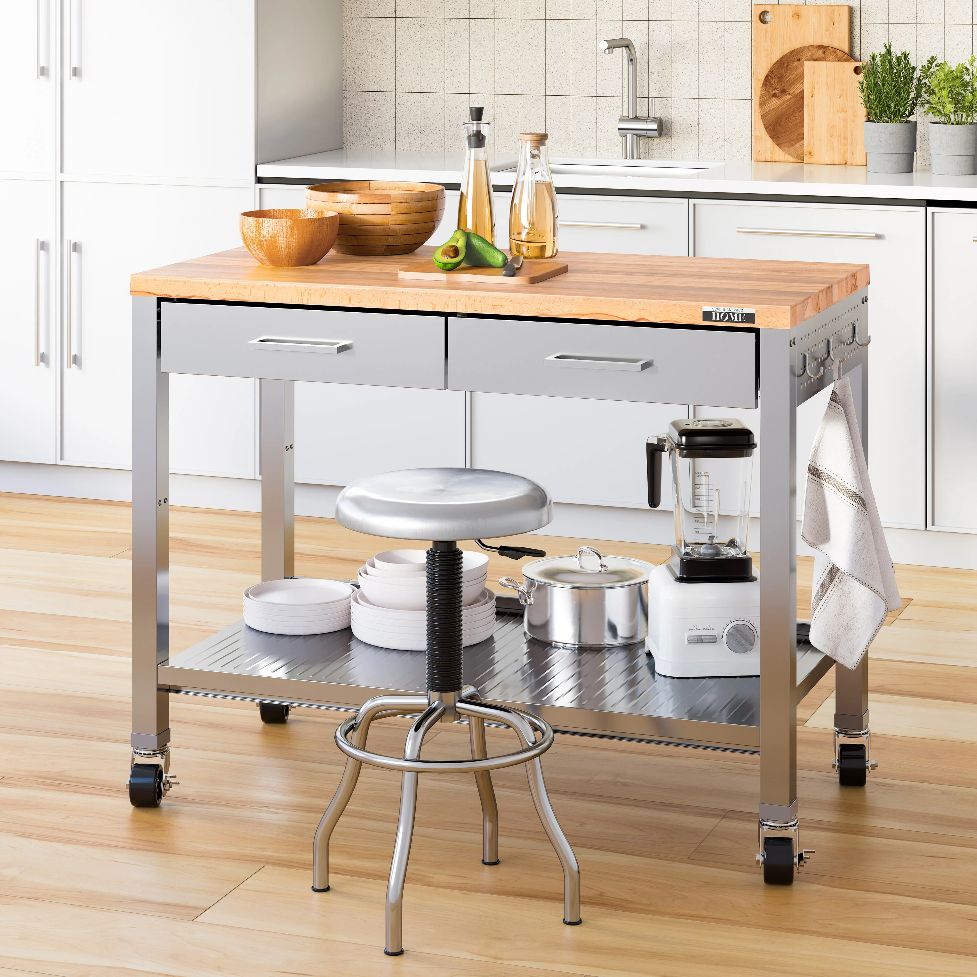 Stainless Steel Seat Pneumatic Adjustable Work Stool - Image 8